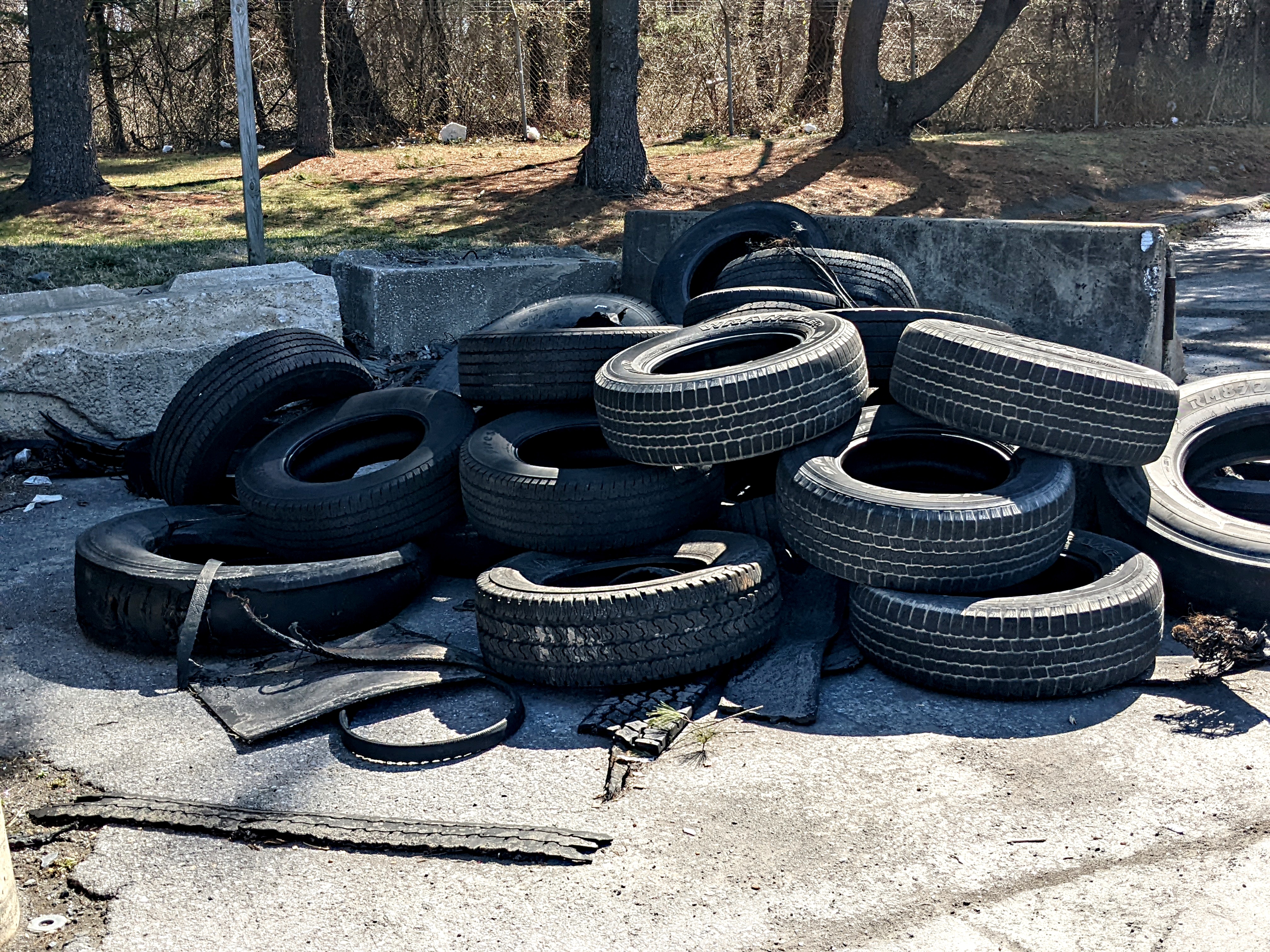A pile of tires found after the Maryland State Highway Administration's litter and debris removal program last week.