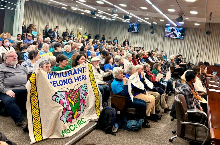 Community members packed the Montgomery County Council meeting in Rockville on Tuesday to testify on a bill that aims to protect immigrants.