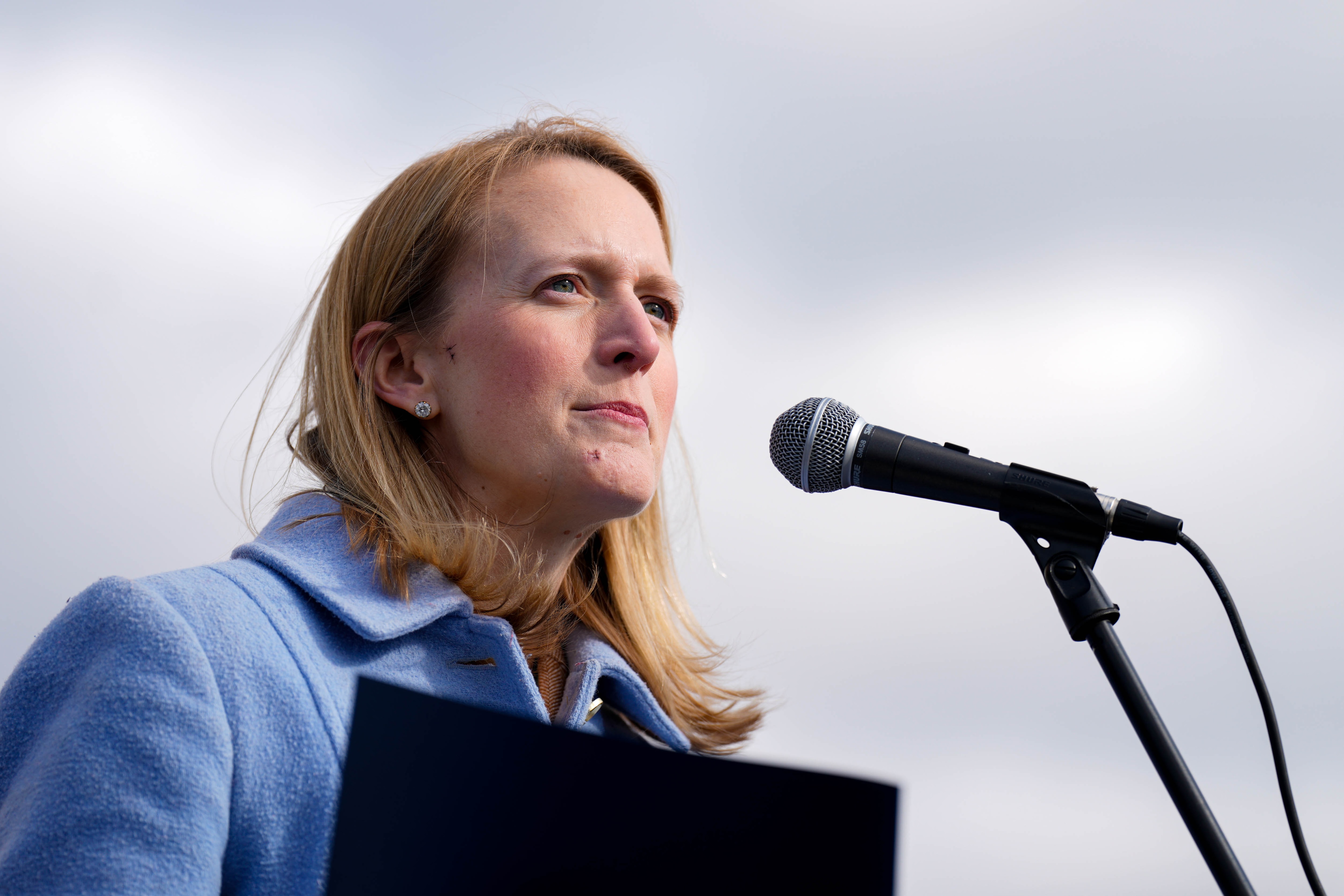 Maryland Comptroller Brooke Lierman at an event in Windsor Mill in February. The comptroller's office published a report on the effects of federal cuts on the state's economy.