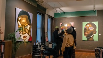 Installation views of Leon Willis' "Invisible Institutions" at AYE Gallery & Altar Studio.