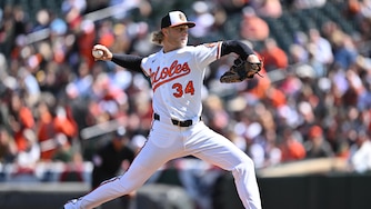 Shane Baz #34 of the Baltimore Orioles pitches in the first inning against the Minnesota Twins at Oriole Park at Camden Yards on March 29, 2026 in Baltimore, Maryland.