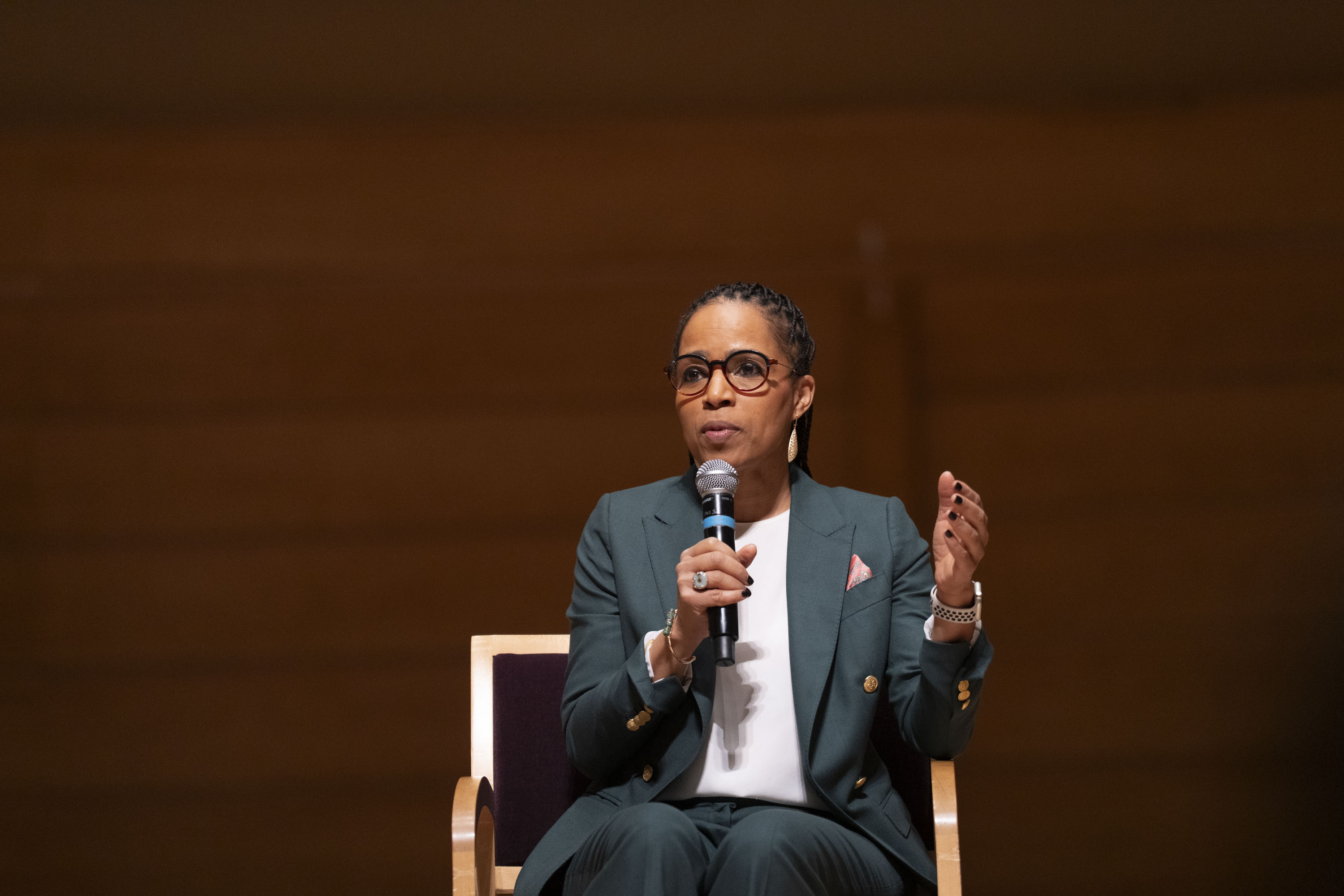 U.S. Sen. Angela Alsobrooks speaks during a panel discussion in North Bethesda earlier this month. Alsobrooks, as chair of the redistricting advisory commission, recommends Maryland move forward with redrawing of congressional maps.