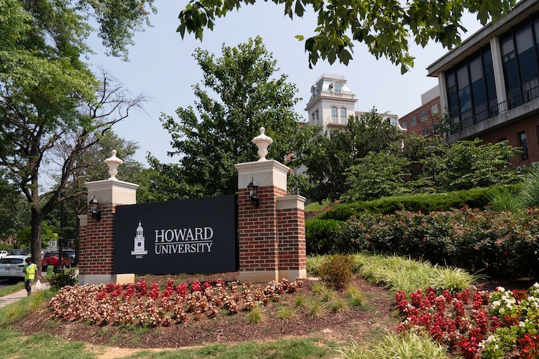 FILE - A sign welcomes people to the Howard University campus in Washington on July 6, 2021. (AP Photo/Jacquelyn Martin, File)