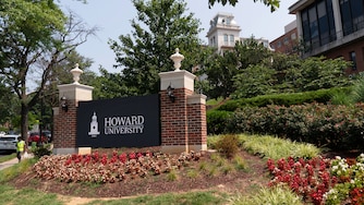 FILE - A sign welcomes people to the Howard University campus in Washington on July 6, 2021. (AP Photo/Jacquelyn Martin, File)