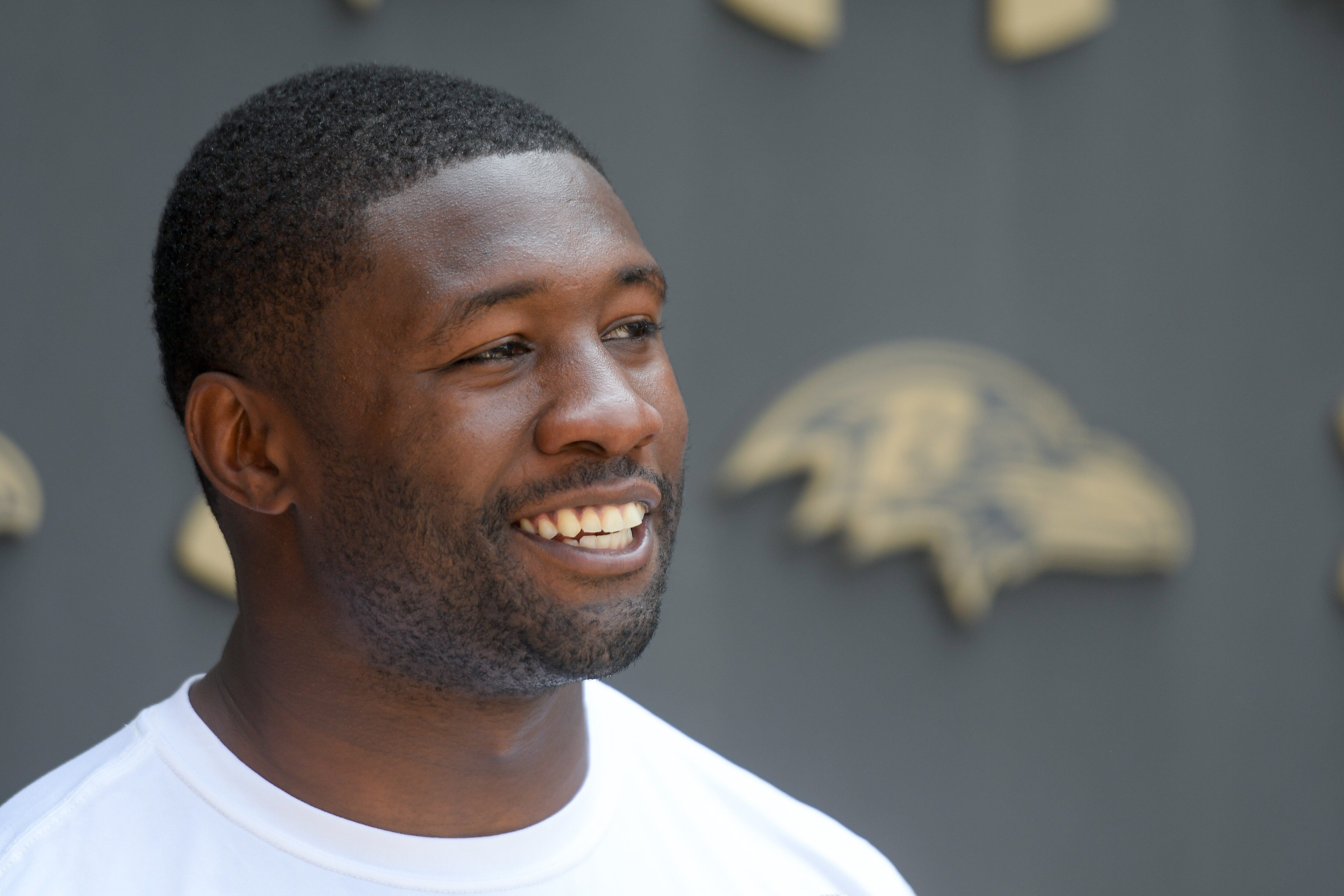 Baltimore Ravens linebacker Roquan Smith speaks during a news conference after organized team activities Wednesday, May 24, 2023 in Owings Mills. (Photo by Steve Ruark for the Baltimore Banner)
