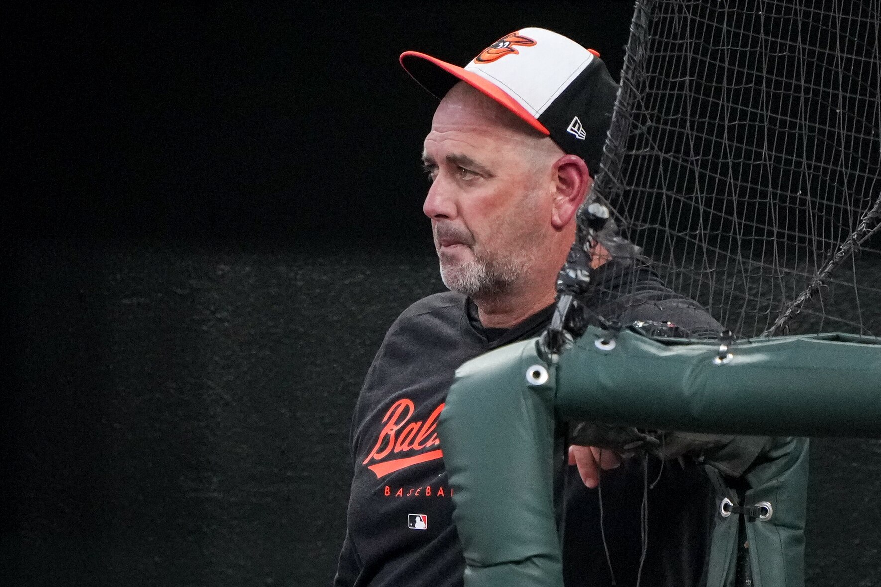 Baltimore Orioles manager Brandon Hyde watches a replay review during a game against the Toronto Blue Jays at Camden Yards on July 30, 2024.