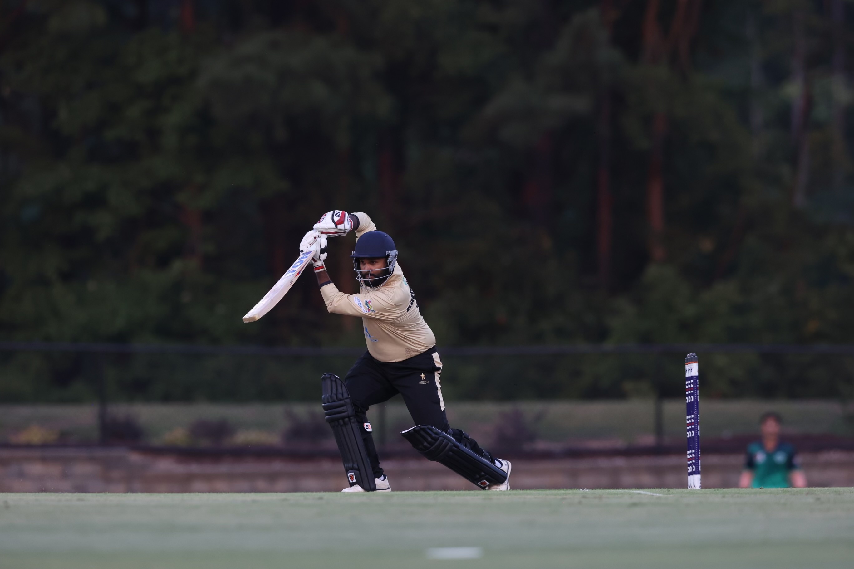 Sarbjeet Ladda swings during a Baltimore Royals cricket match. (Photo courtesy of the Baltimore Royals)