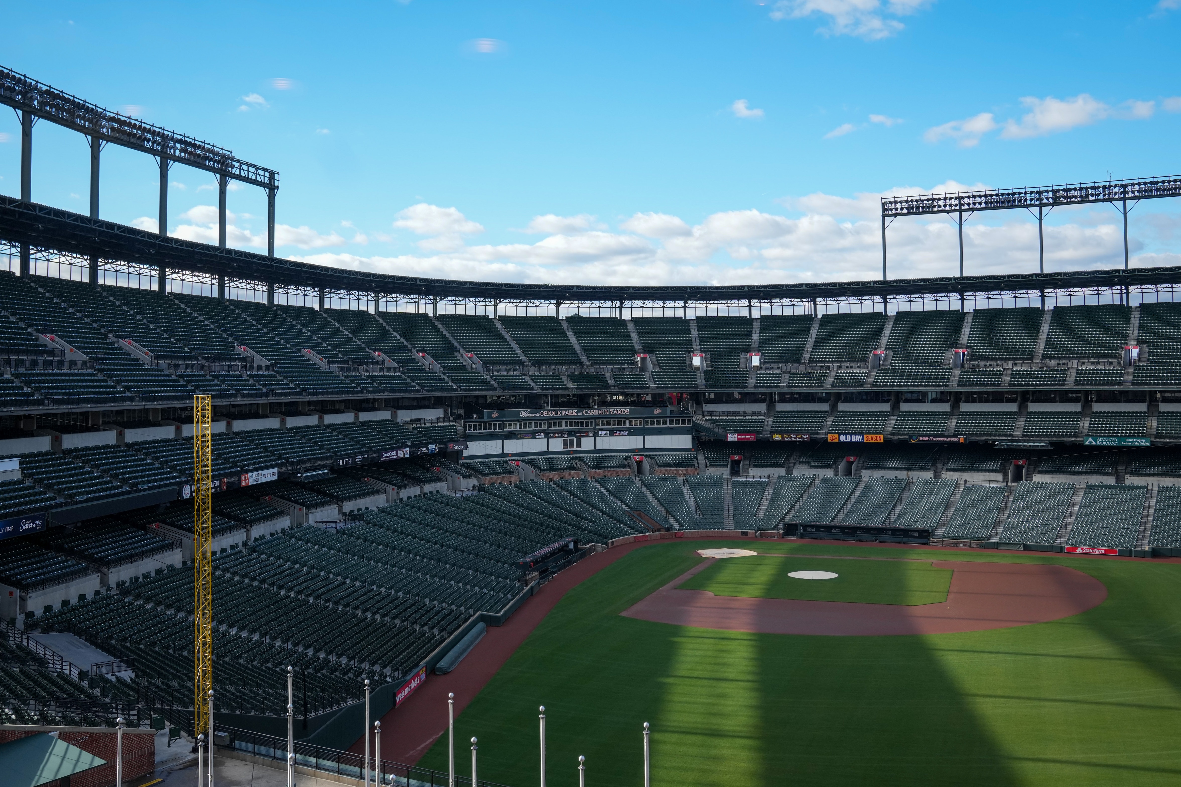 Oriole Park at Camden Yards is seen from a window inside the ballpark’s warehouse on Monday, December 18, 2023.