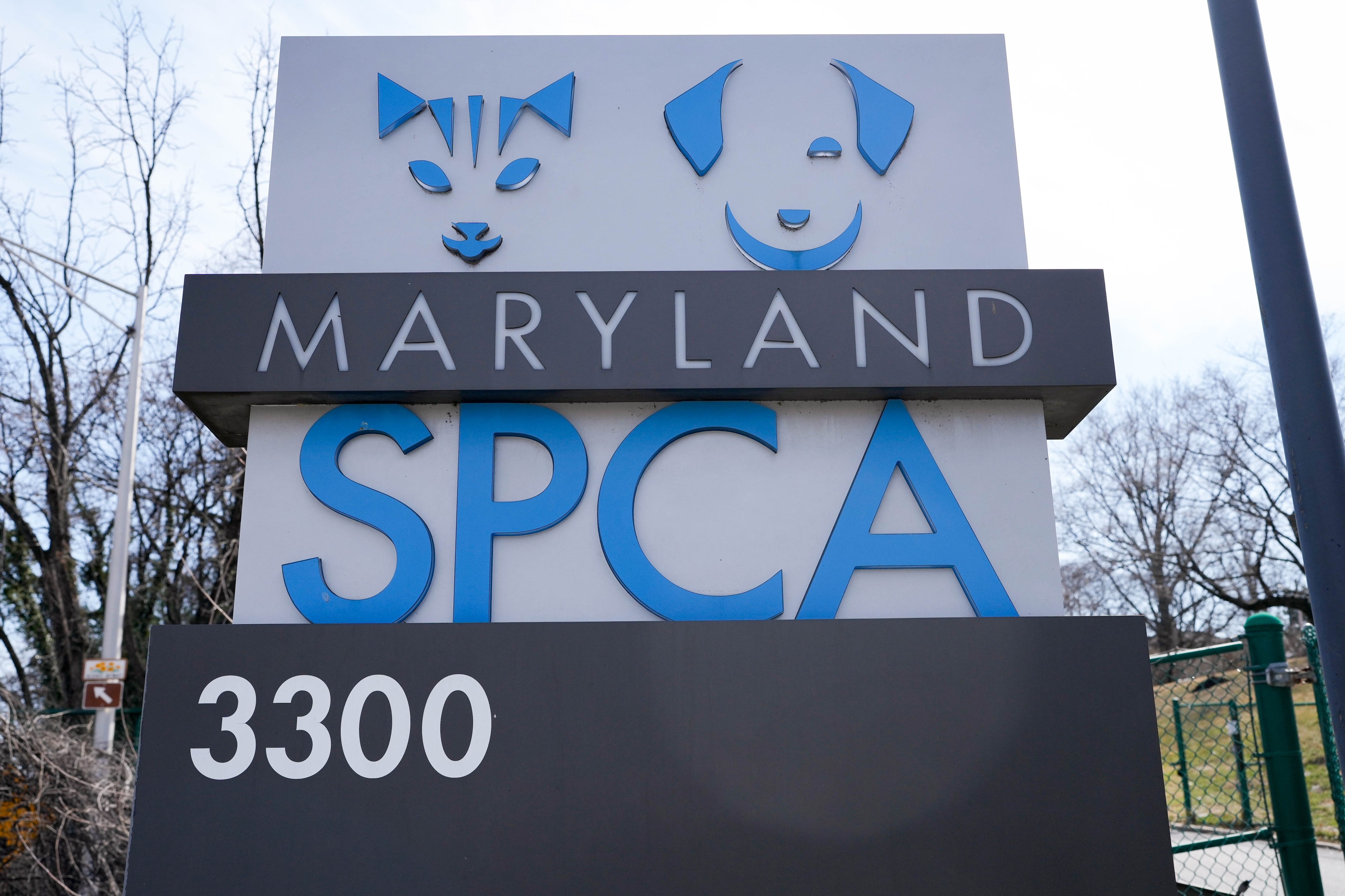 Signage for the Maryland SPCA in Baltimore, Md. on Wednesday, March 12, 2025.