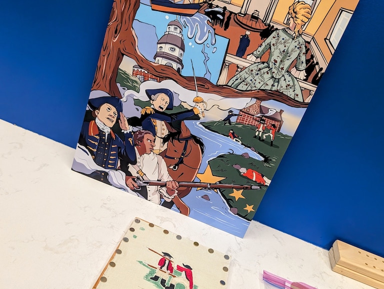 Illustrator Abena Apatu of Baltimore combined stories from Maryland's role in the American Revolution for a design that will represent the state in America's Tapestry.