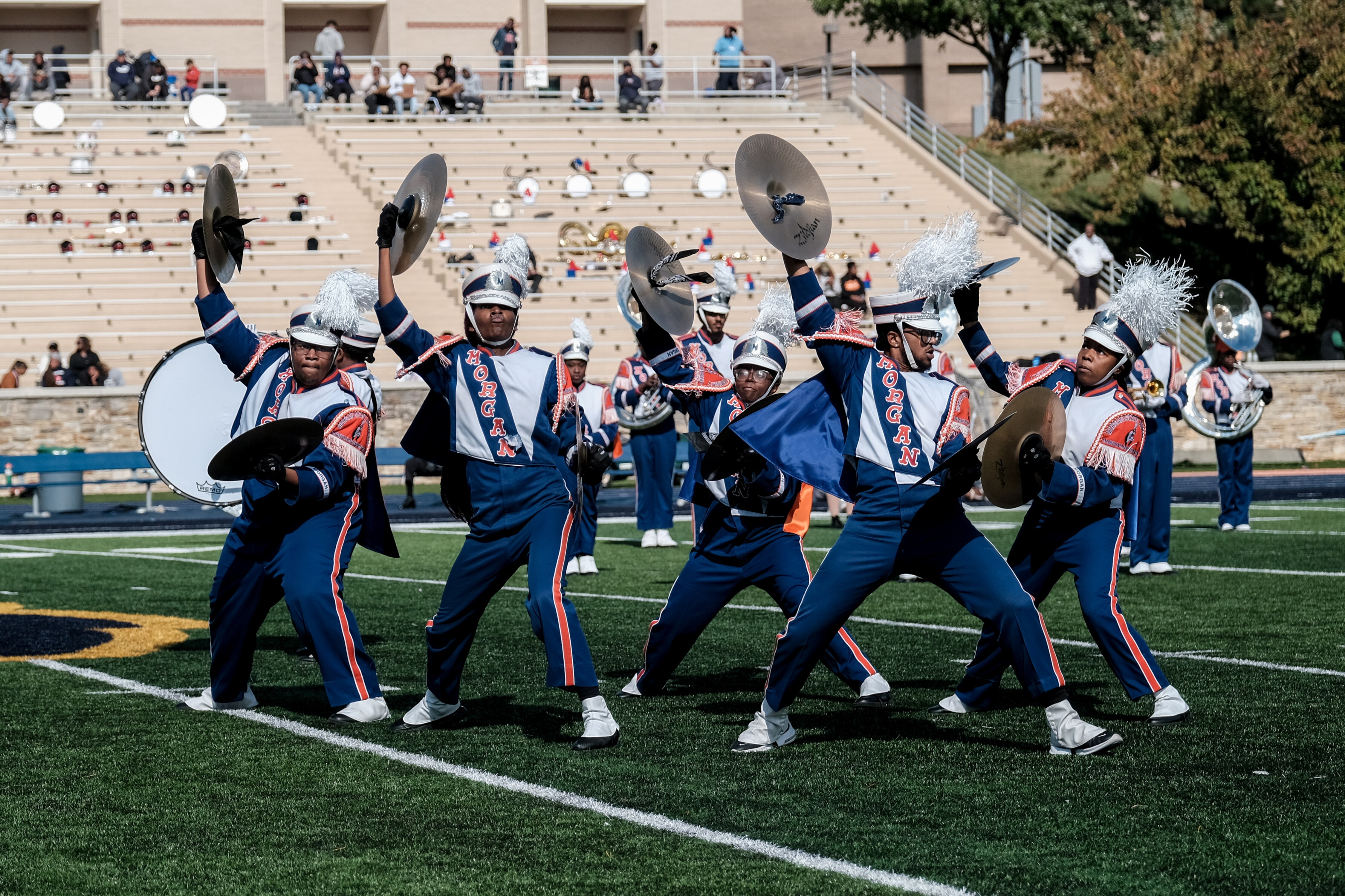 The Morgan State University band performs during the halftime show at the homecoming game versus Norfolk State University.