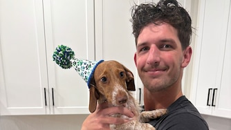 Orioles outfielder Dylan Beavers celebrates his dog’s birthday. Rex is a dachshund and is about 2 years old.