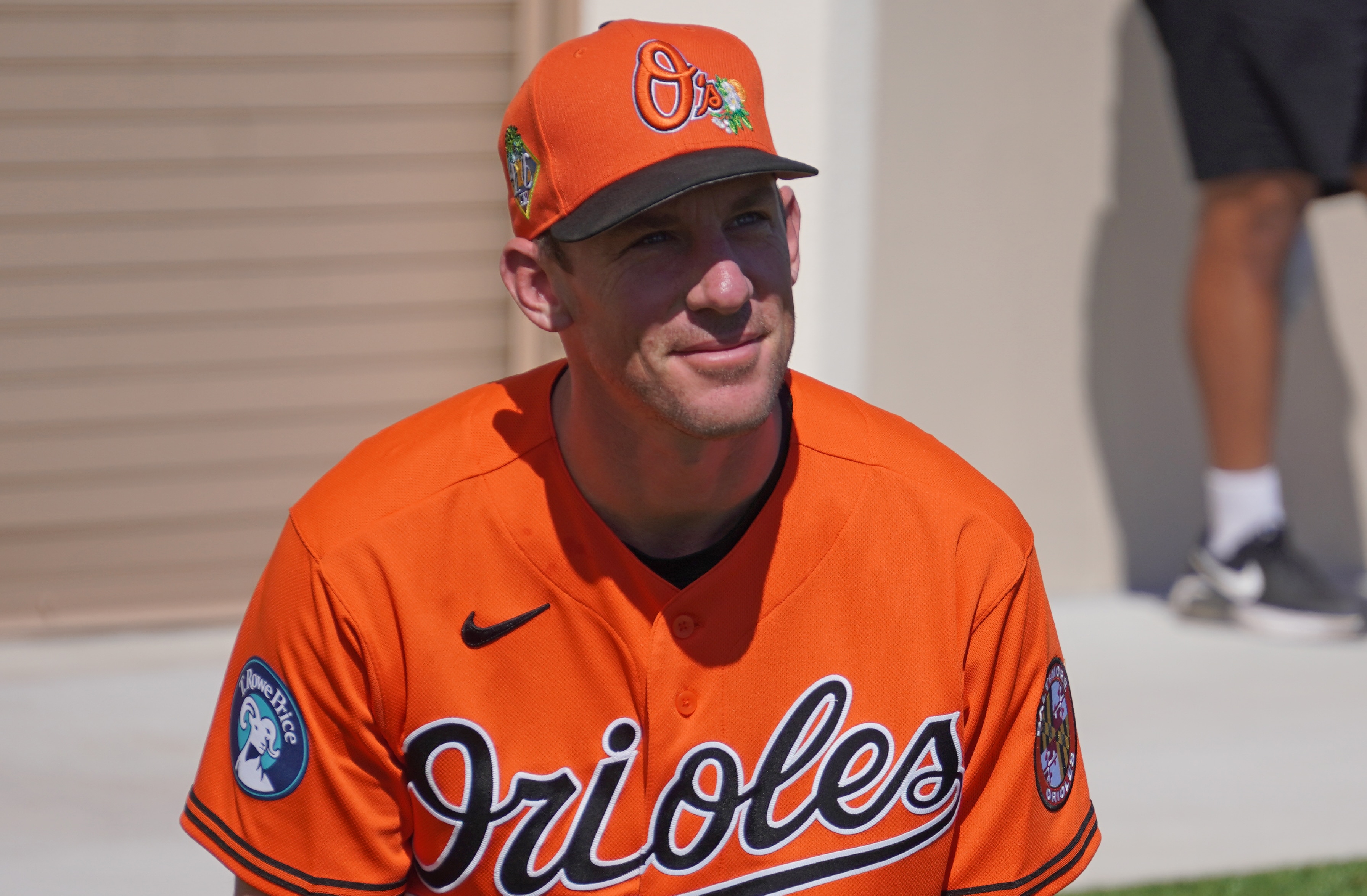Chris Bassitt chats with teammates at Orioles spring training on Feb. 15.