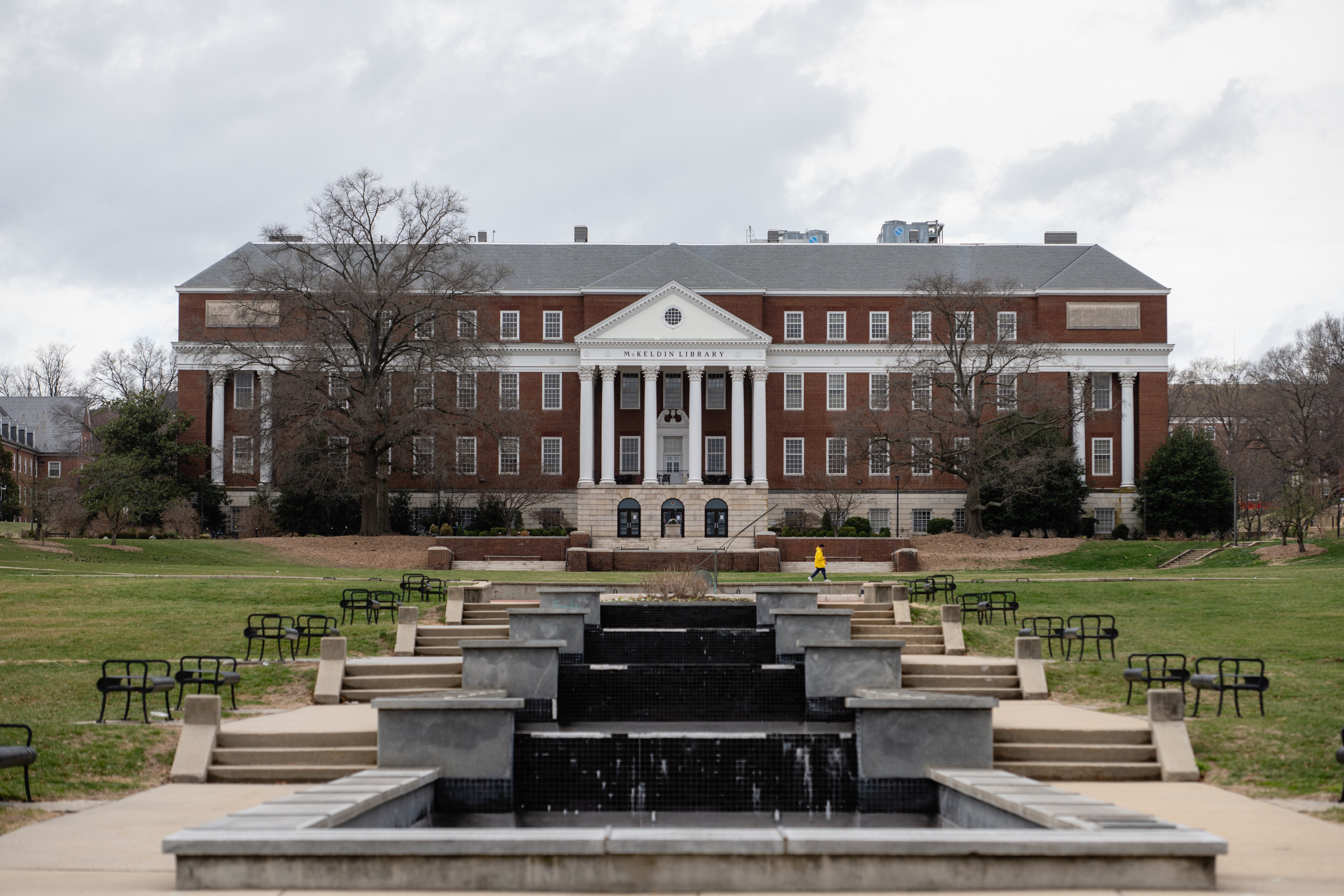 The McKeldin Library and The Mall at The University of Maryland, College Park, on March 16, 2025 in College Park, MD.