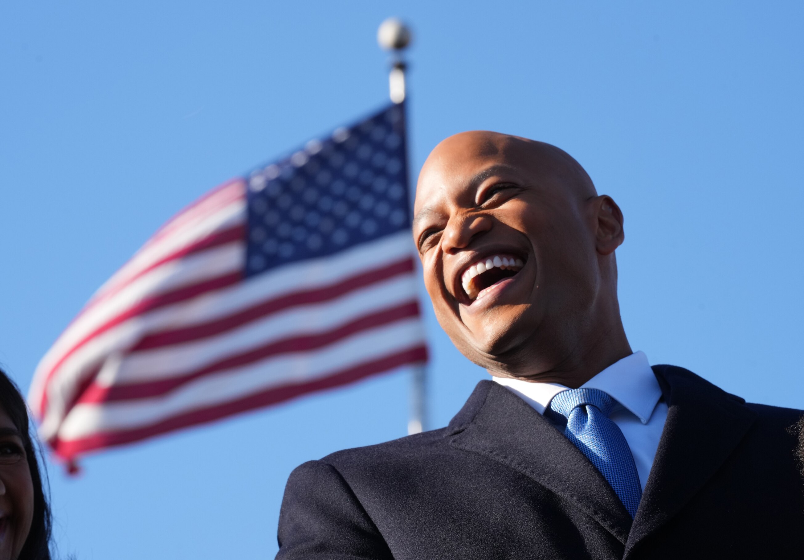 Wes Moore arrives at the Kunta Kinte-Alex Haley Memorial to lay a wreath and say a prayer before he is sworn in as the first African American governor of the state of Maryland.