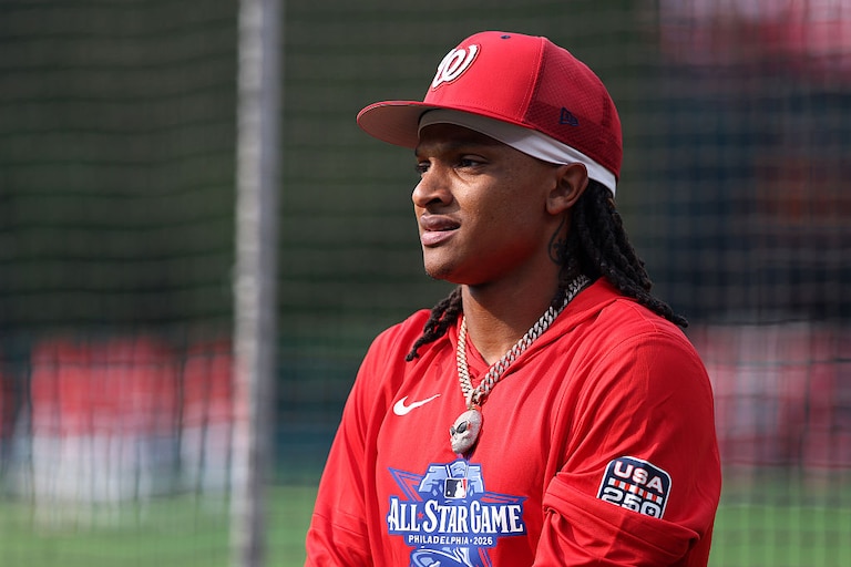 Washington Nationals shortstop CJ Abrams looks on before the 2026 MLB All-Star Game.