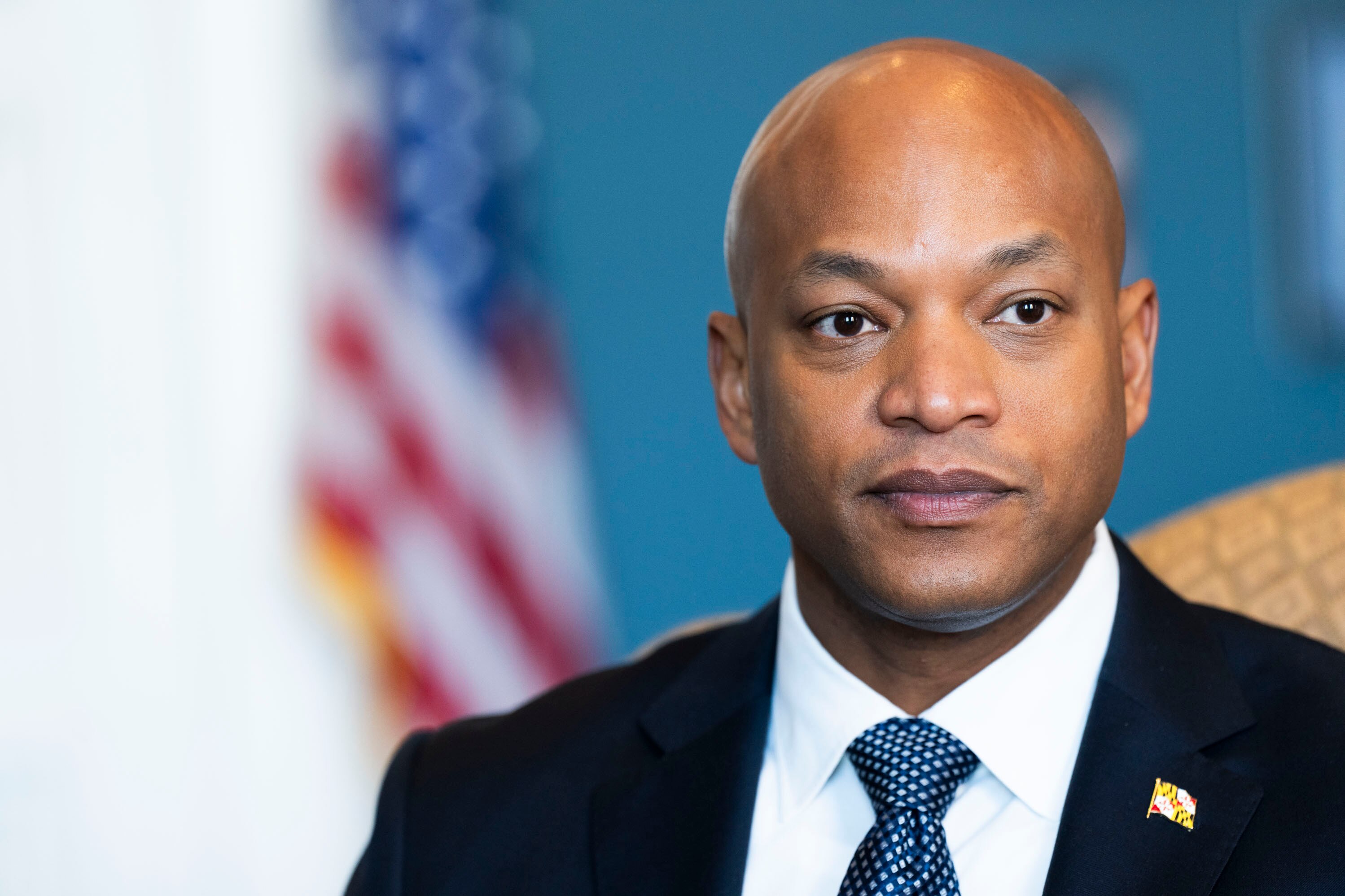 Governor Wes Moore during an interview in his office ahead of opening day of the Maryland General Assembly in Annapolis, Md., on Wednesday, January 8, 2024.