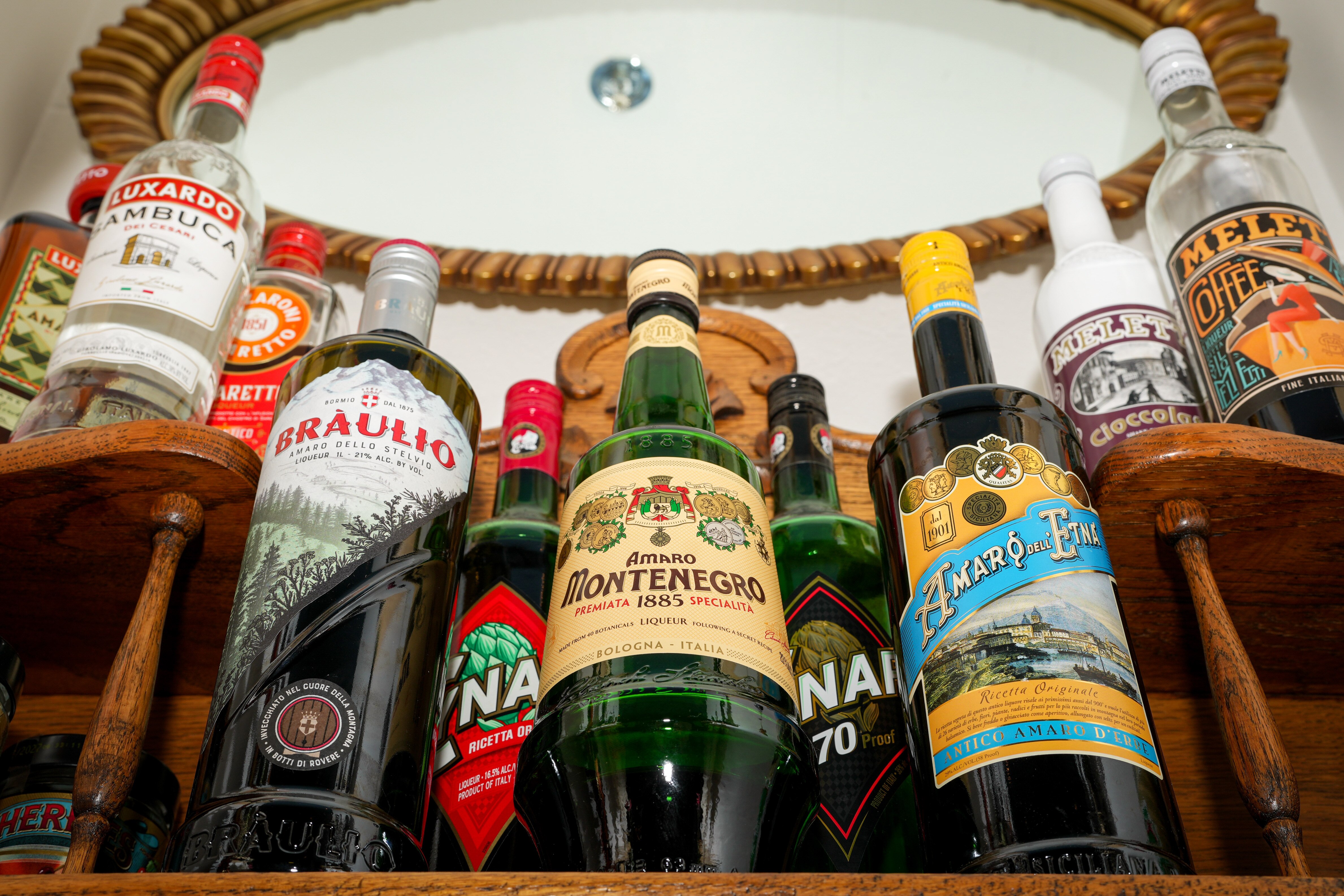 A large variety selection of Amaro, an Italian herbal liqueur with a bitter-sweet flavor, at Cafe Campli in Baltimore, Md. on Thursday, December 12, 2024.