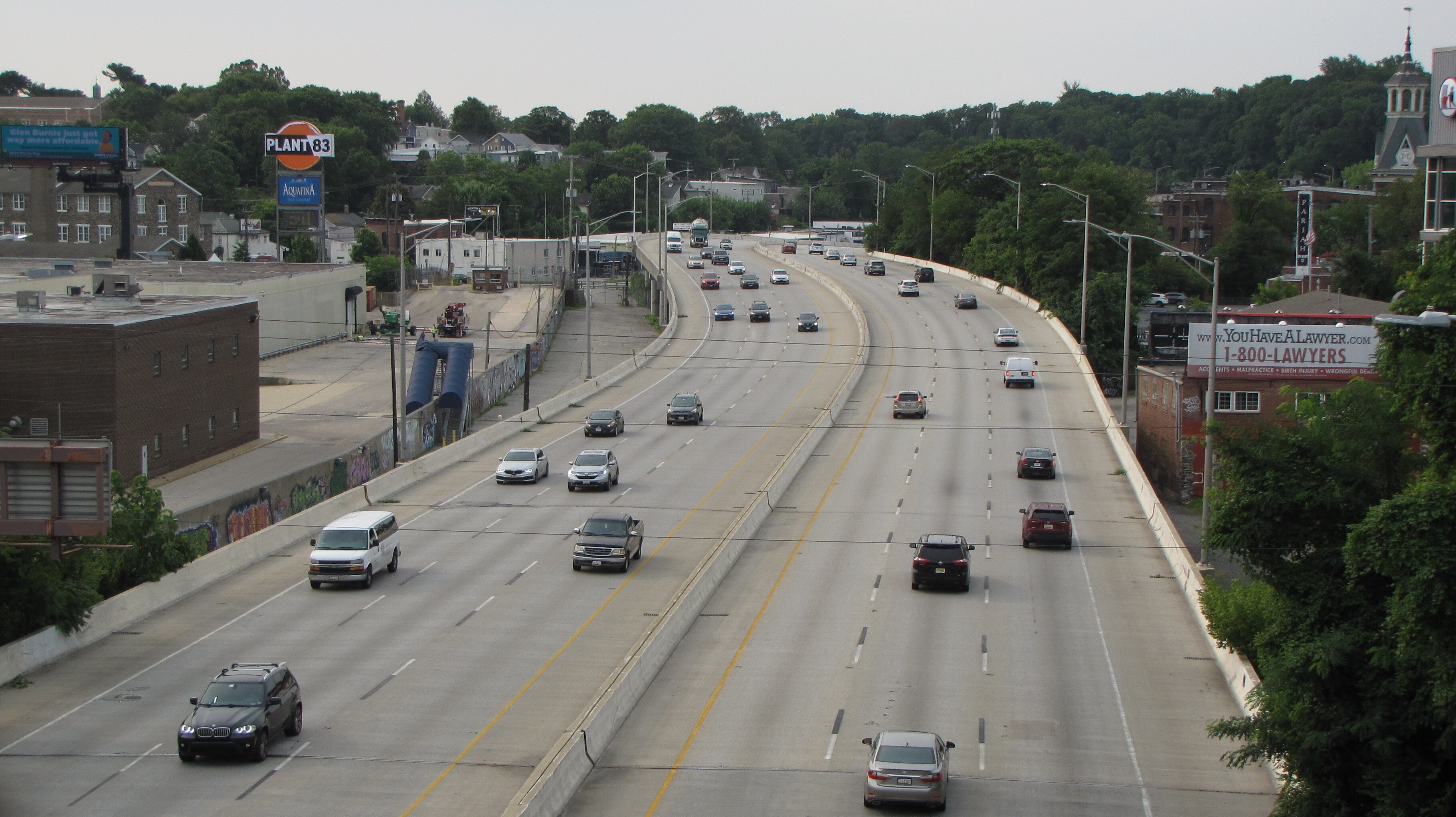 A view of Interstate 83 and the new Plant 83 sign at the former site of a Pepsi bottling plant.