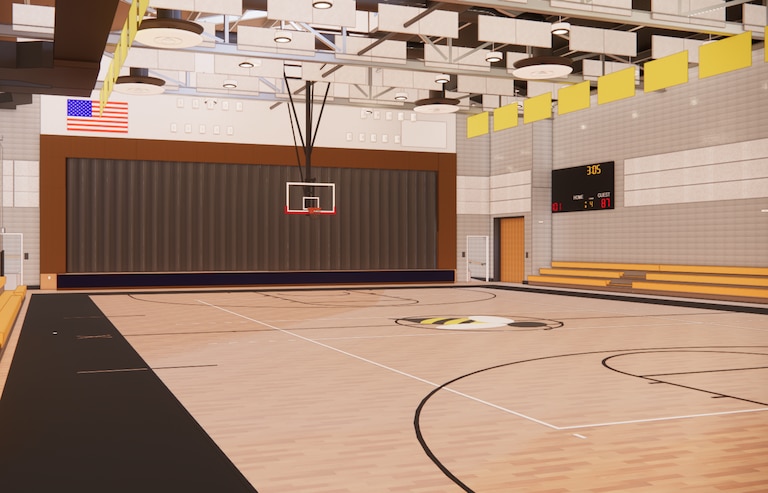 Rendering of Maryland School for the Blind gymnasium.