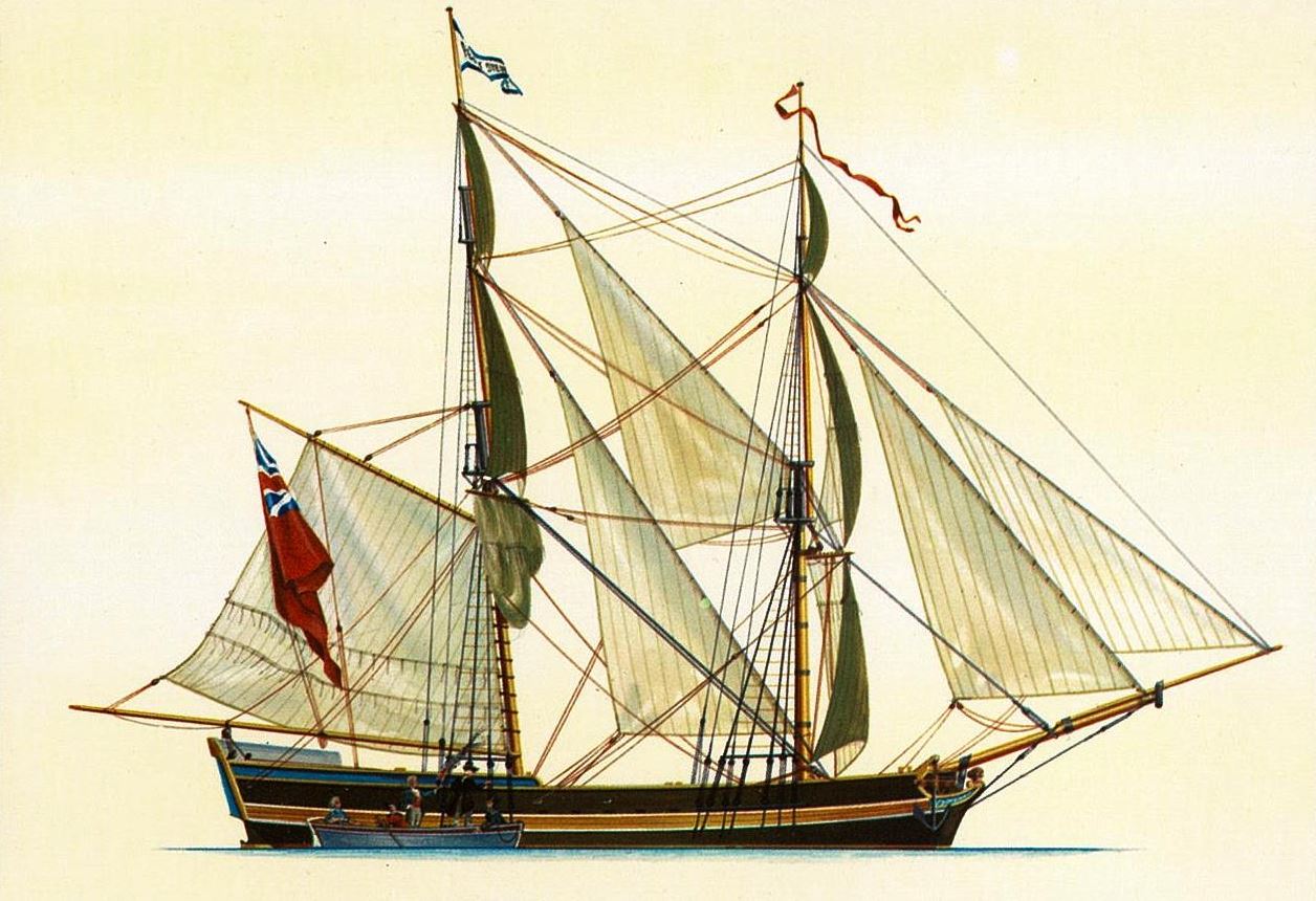 An artist rendering shows what the brigantine Peggy Stewart might have looked like before it was burned on Oct. 19, 1774 in Annapolis.