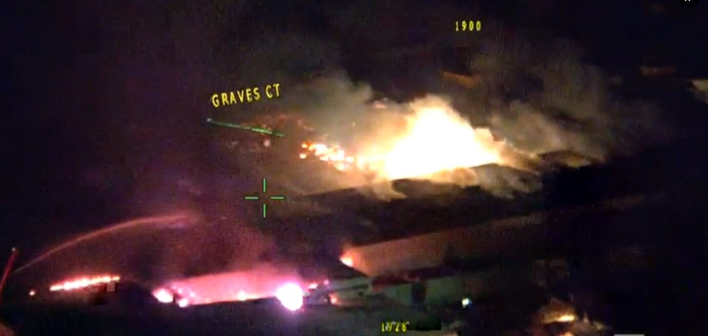 The fire at the Owl Metals Inc. facility in the 1900 block of Rettman Lane caused the partial collapse of a building, according to fire officials. (Baltimore County Fire Department)