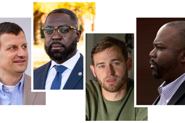 Incoming city council members, from left, Mark Parker, Jermaine Jones, Zac Blanchard, and Paris Gray.