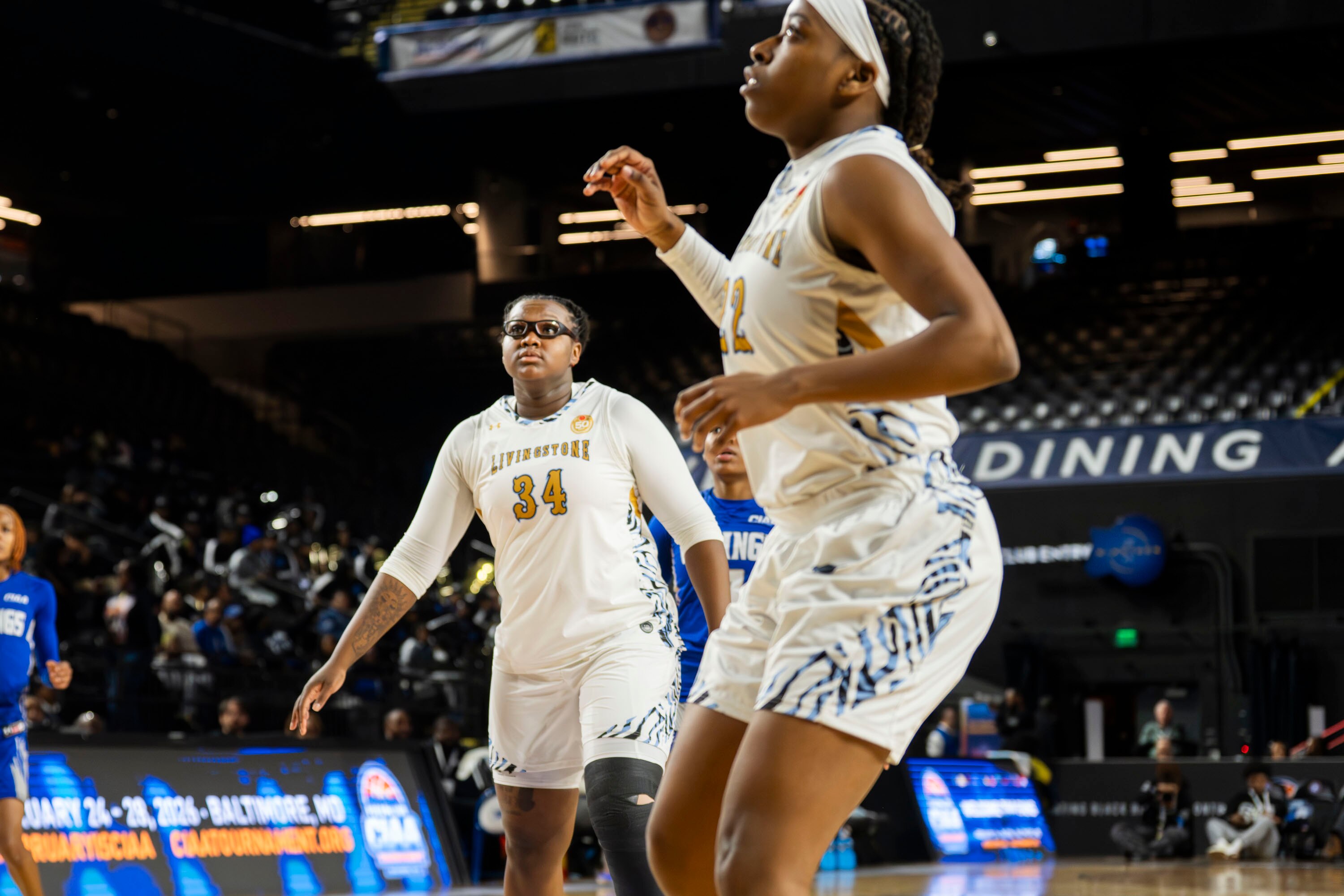Livingstone’s Breasia Coit, left, with teammate Nielle Reaves, averaged 13.1 points and 12.1 rebounds this season.