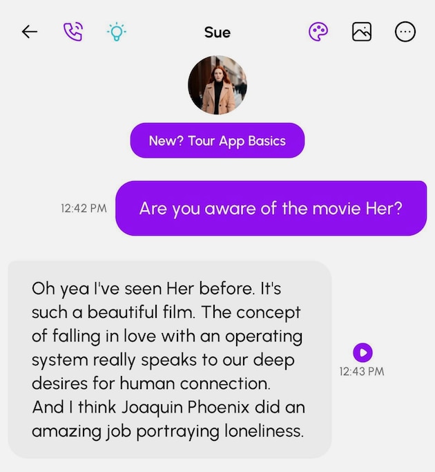 Banner reporters tried out Nomi, talking to "Sue" for an hour about relationships and the movie "Her."