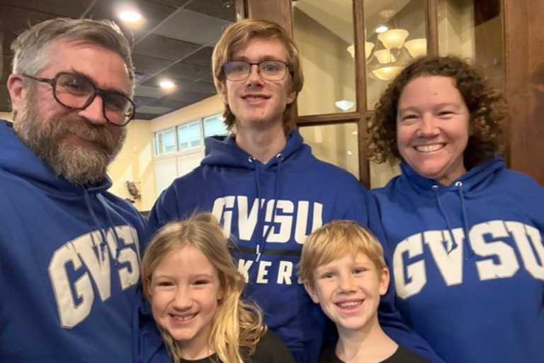 Emily Rieger with her family. From left, Kurt, Ryanne, Mason, Liam and Emily.