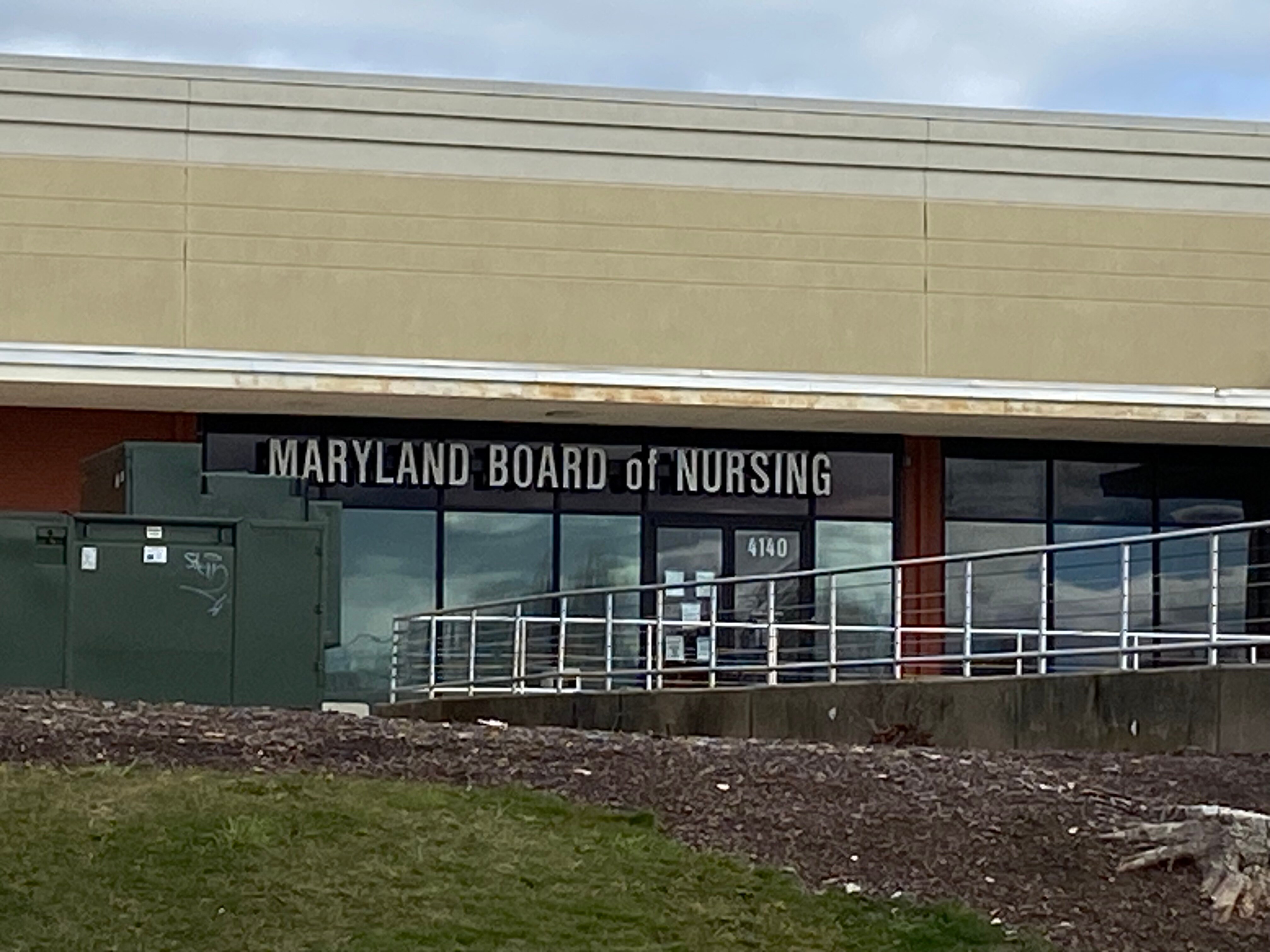 Exterior of the Maryland Board of Nursing office in Baltimore, MD, where nurses work out issues when getting their licenses. The state is working to upgrade technology and fix longstanding problems.