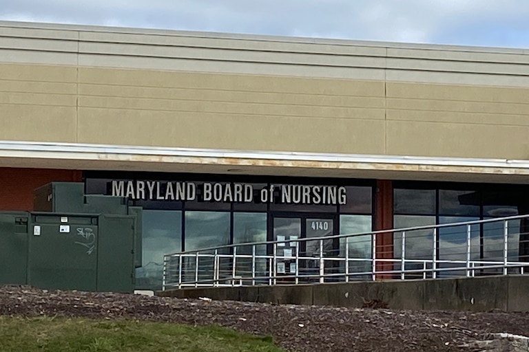 Exterior of the Maryland Board of Nursing office in Baltimore, MD, where nurses work out issues when getting their licenses. The state is working to upgrade technology and fix longstanding problems.