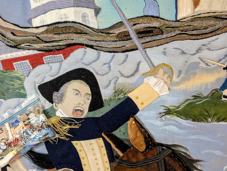The Maryland tapestry honors the Maryland 400, soldiers who suffered great casualties covering George Washington's retreat during the Battle of Brooklyn on Aug. 27, 1776.