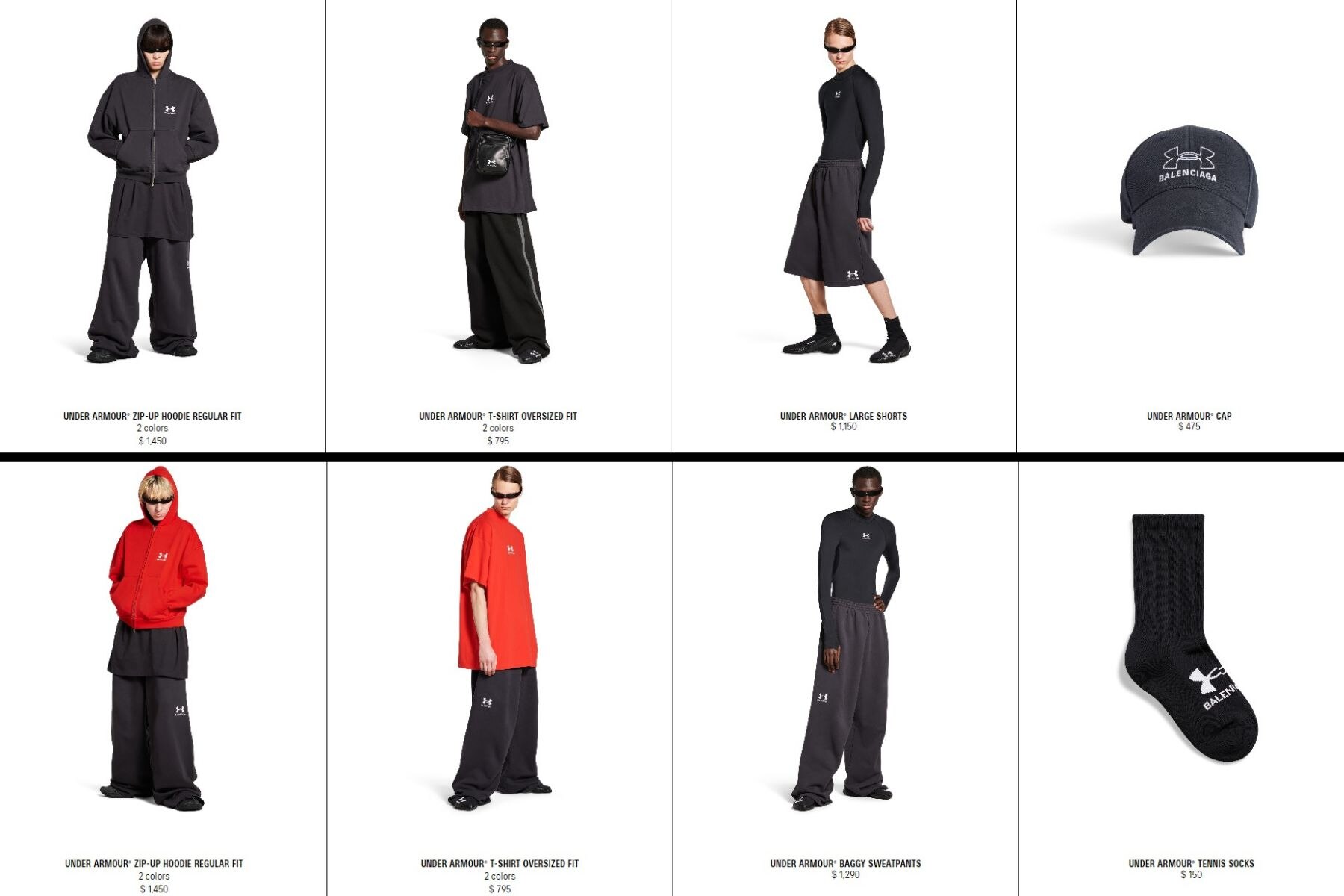 Some of the items available from Balenciaga’s collaboration with Under Armour.