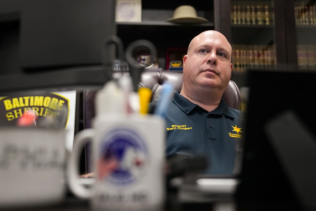 Baltimore City Sheriff Sam Cogen is photographed during an interview in his office downtown on May 1, 2024.