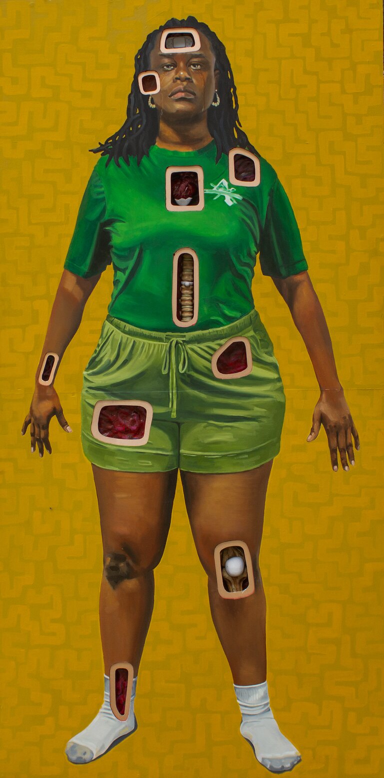 “Bodily Sacrifice: Operation VA Edition” by Maryland Institute College of Art student Nicole Estelle Brown is an interactive work like the board game “Operation.”