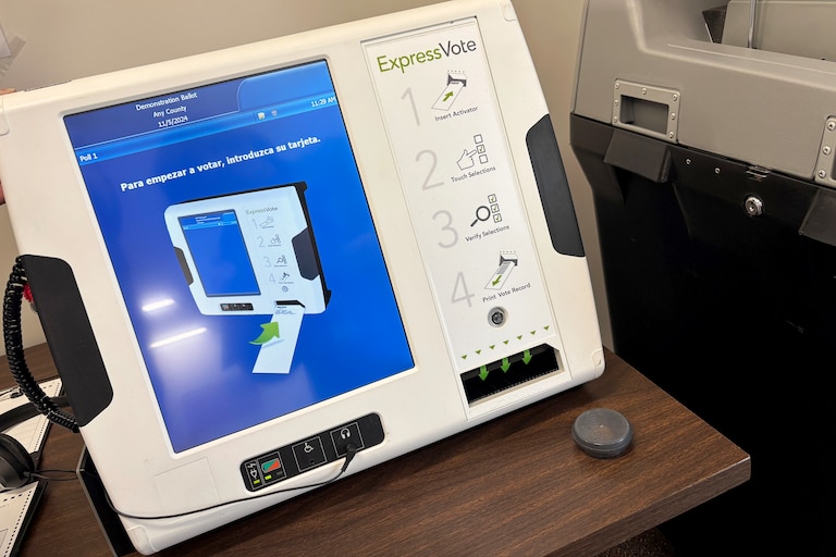 Voter ballot marking device model that the Montgomery County Board of Elections uses for voter education and outreach.