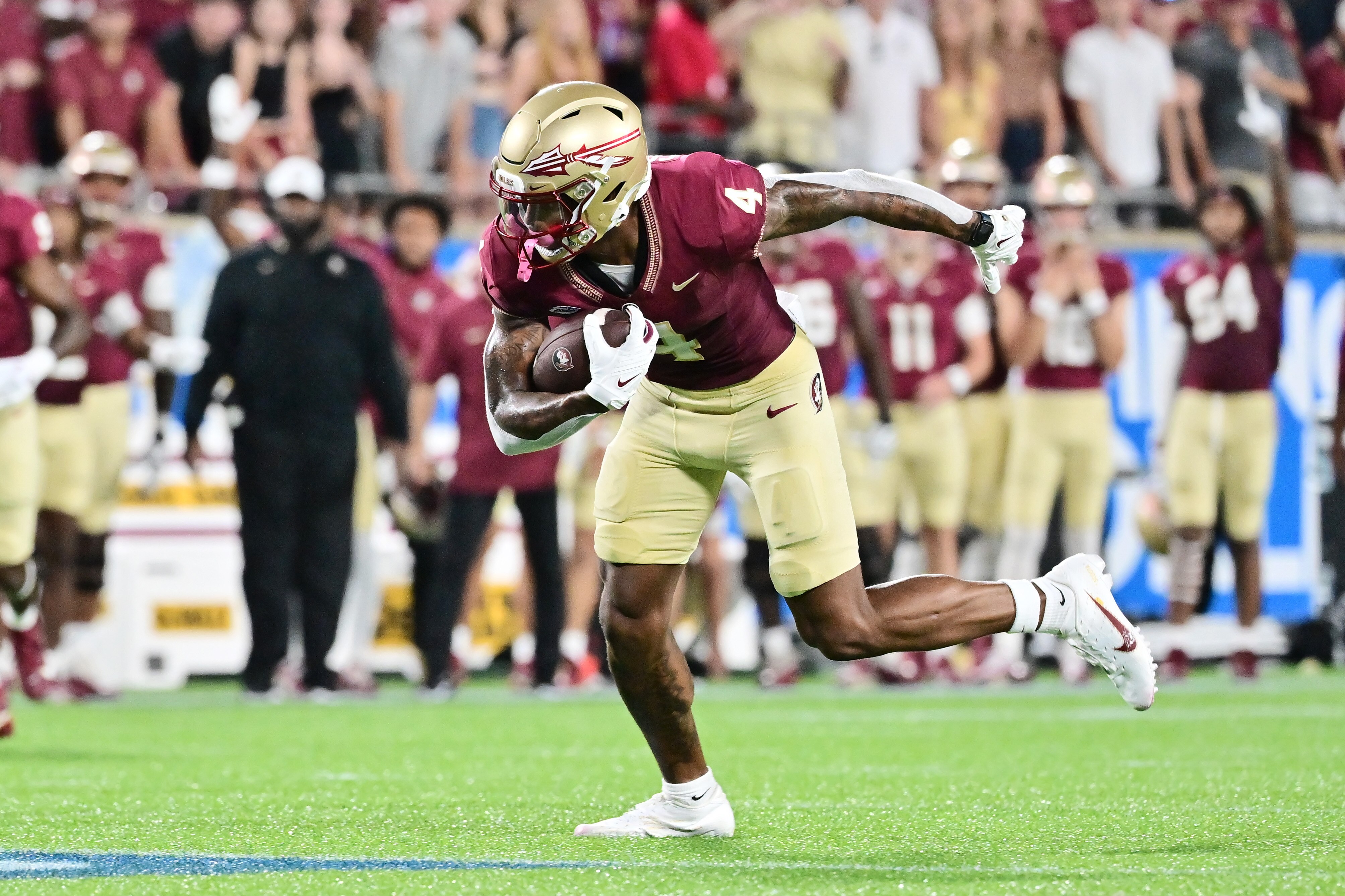Florida State wide receiver Keon Coleman could become a target if the Ravens move into the second round with their first pick in the draft.