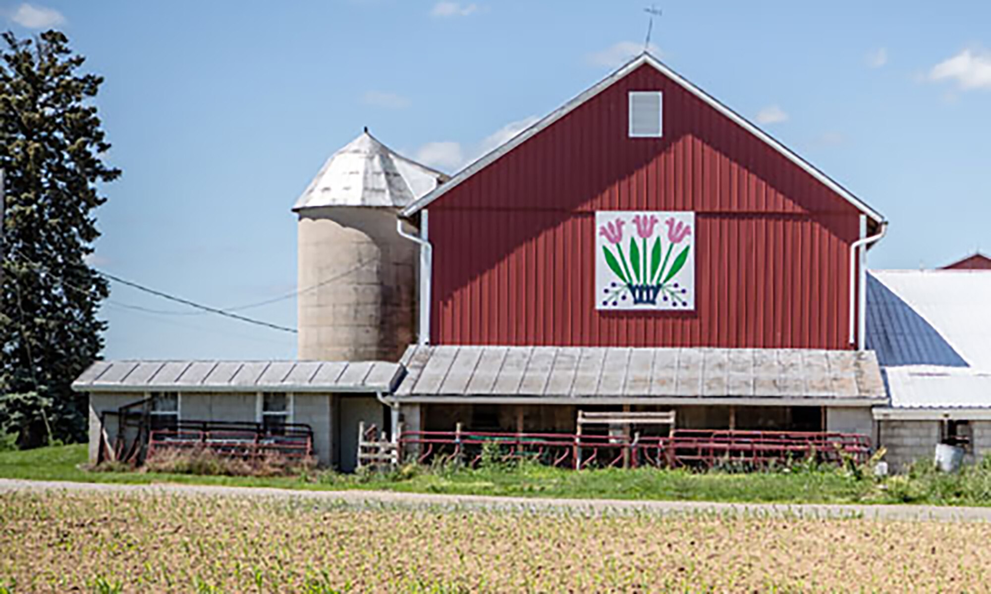 Tulips in a Basket Quilt - one of the barns on the CARROLL COUNTY BARN QUILT TRAIL.