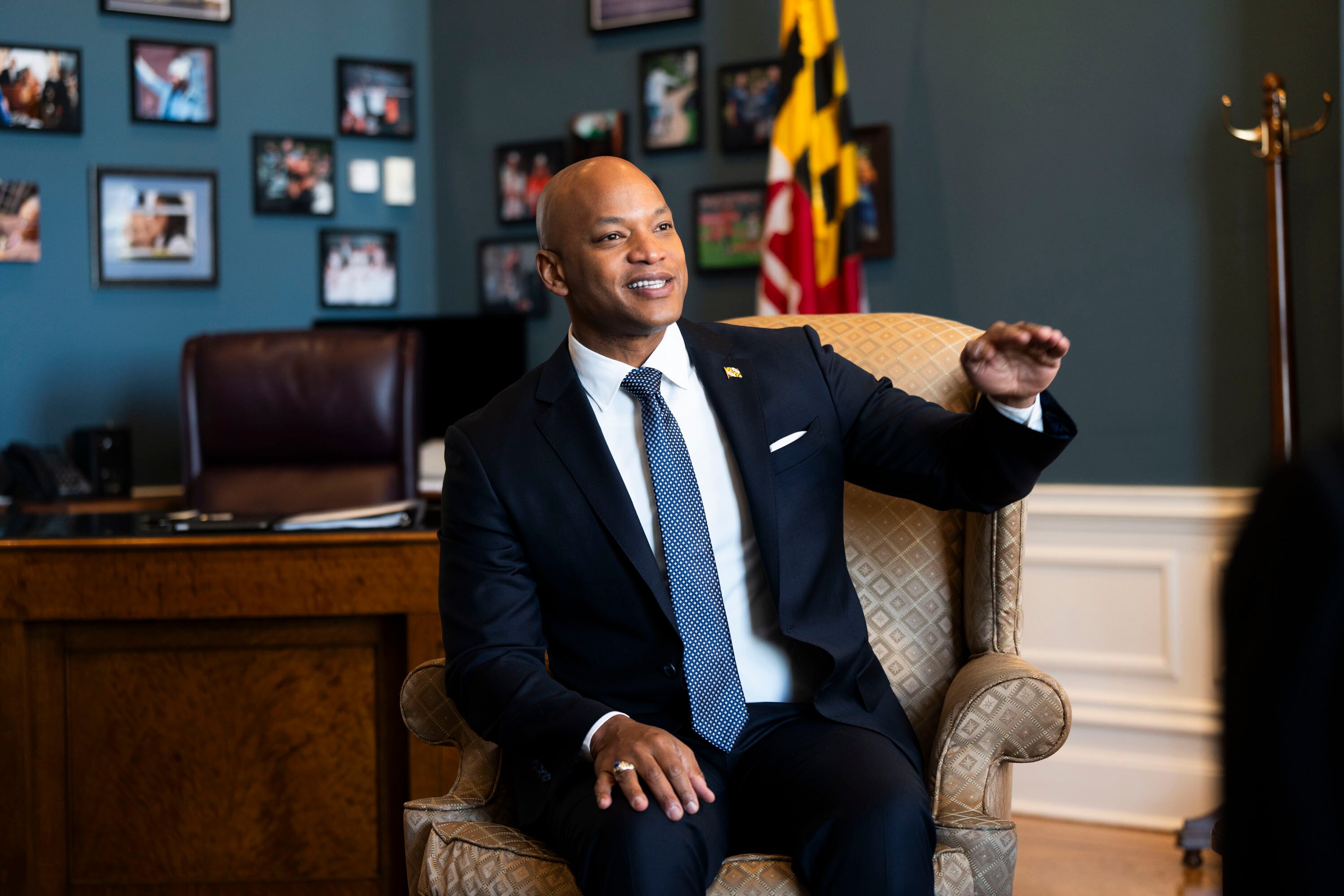 Gov. Wes Moore during an interview in his office.