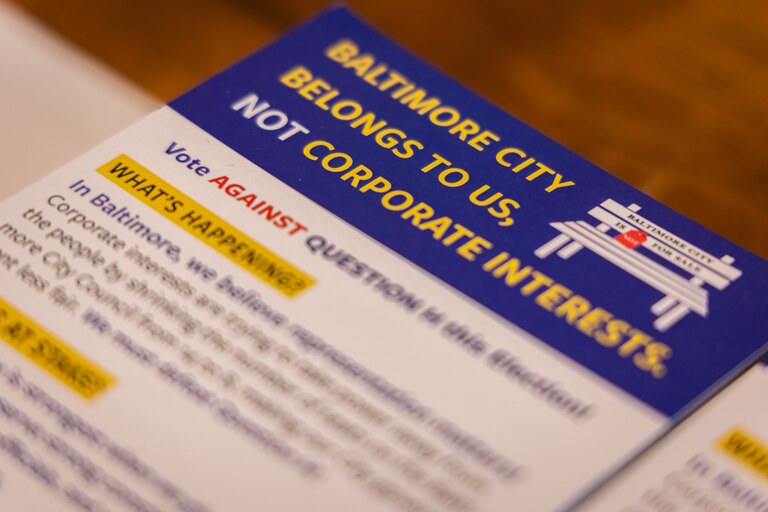 Pamphlet seen at the press conference opposing a bill that would reduce the size of City Council on September 15, 2024.