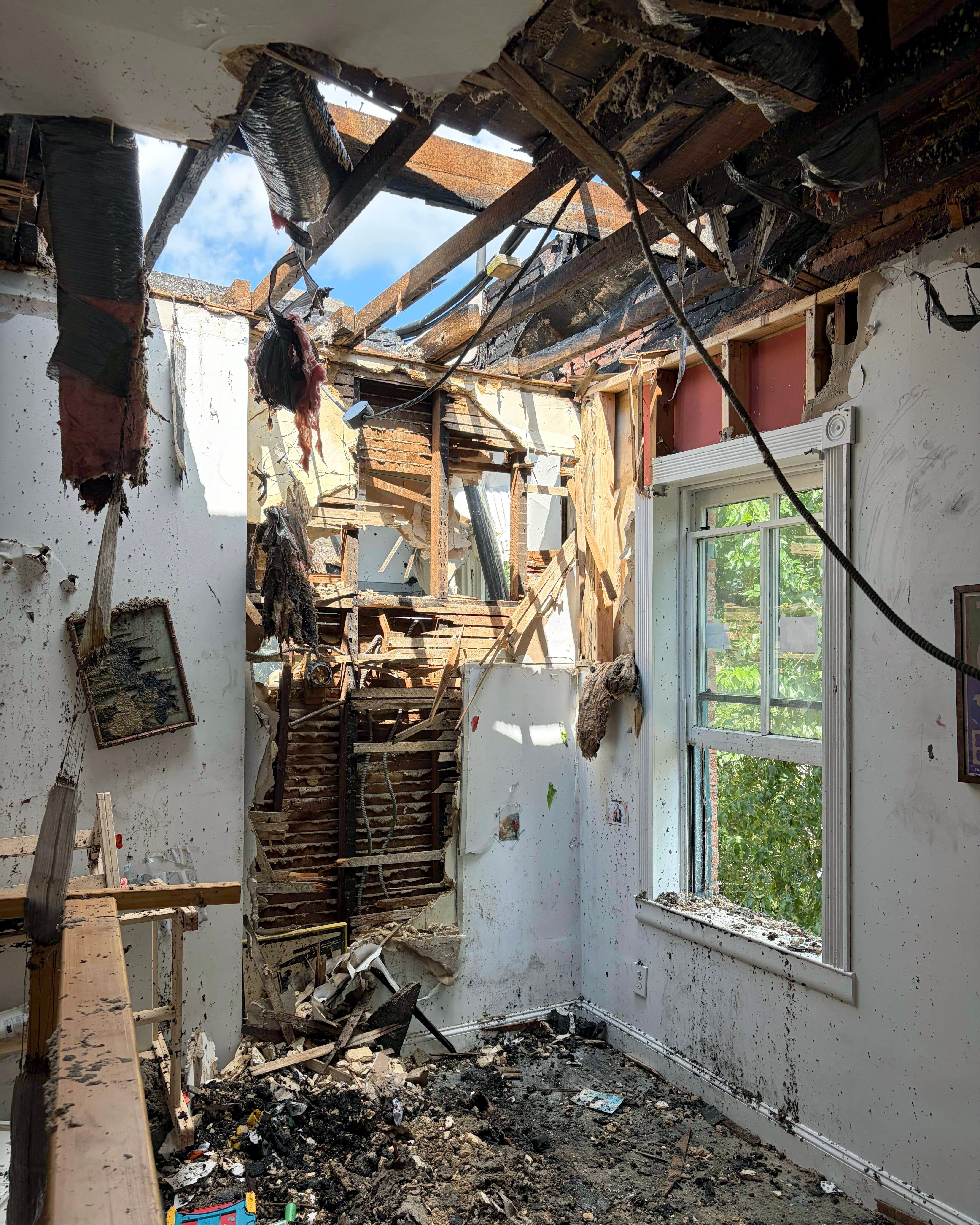Jamie Morganstern's house in Bolton Hill now has a hole in the roof following an electrical fire