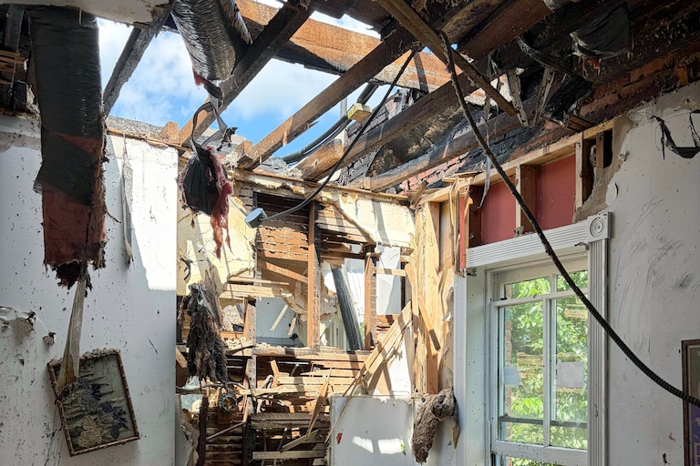 Jamie Morganstern's house in Bolton Hill now has a hole in the roof following an electrical fire
