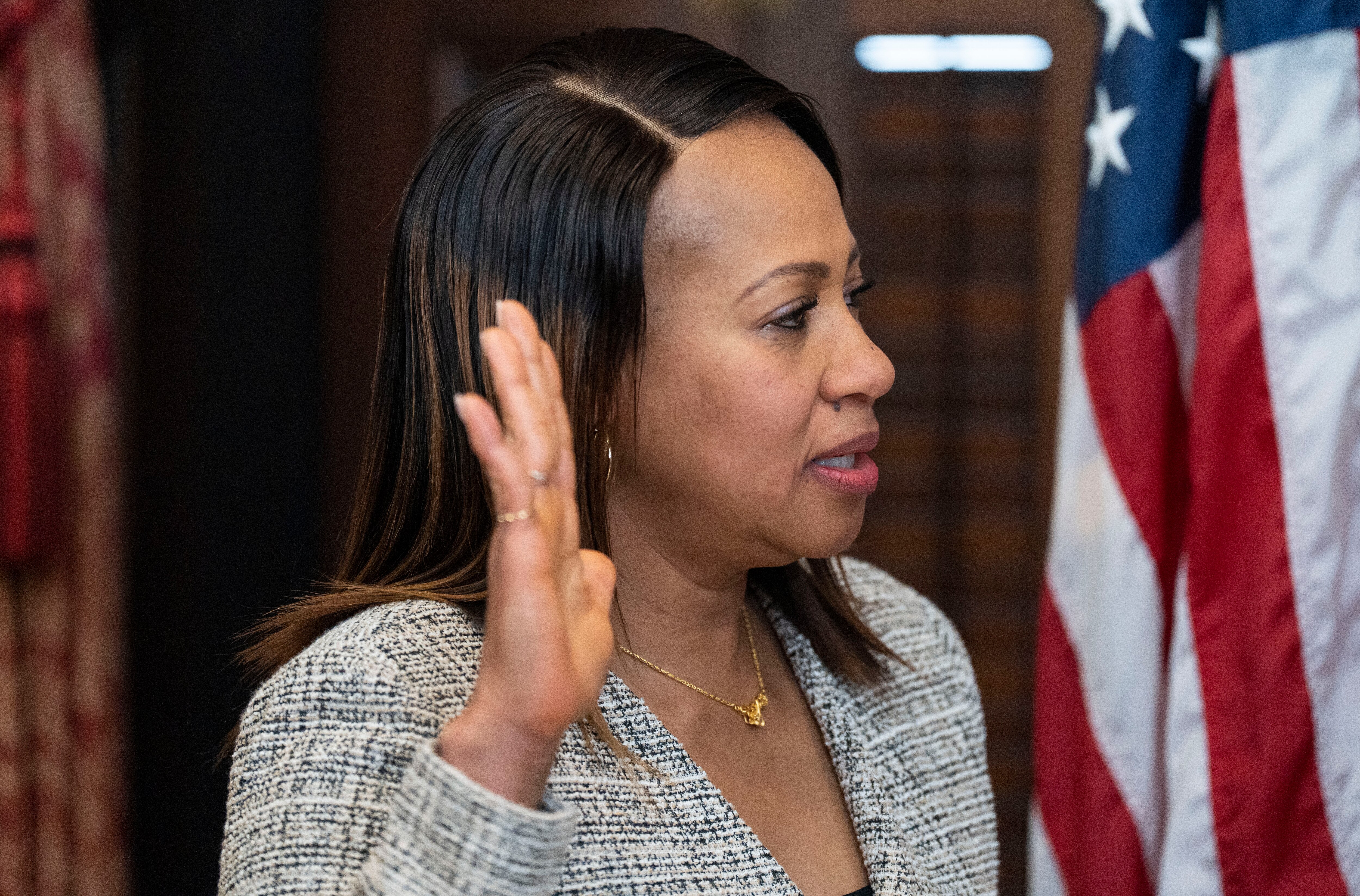 Dr. Ihuoma Emenuga during her swearing-In ceremony for health commissioner at City Hall in March.