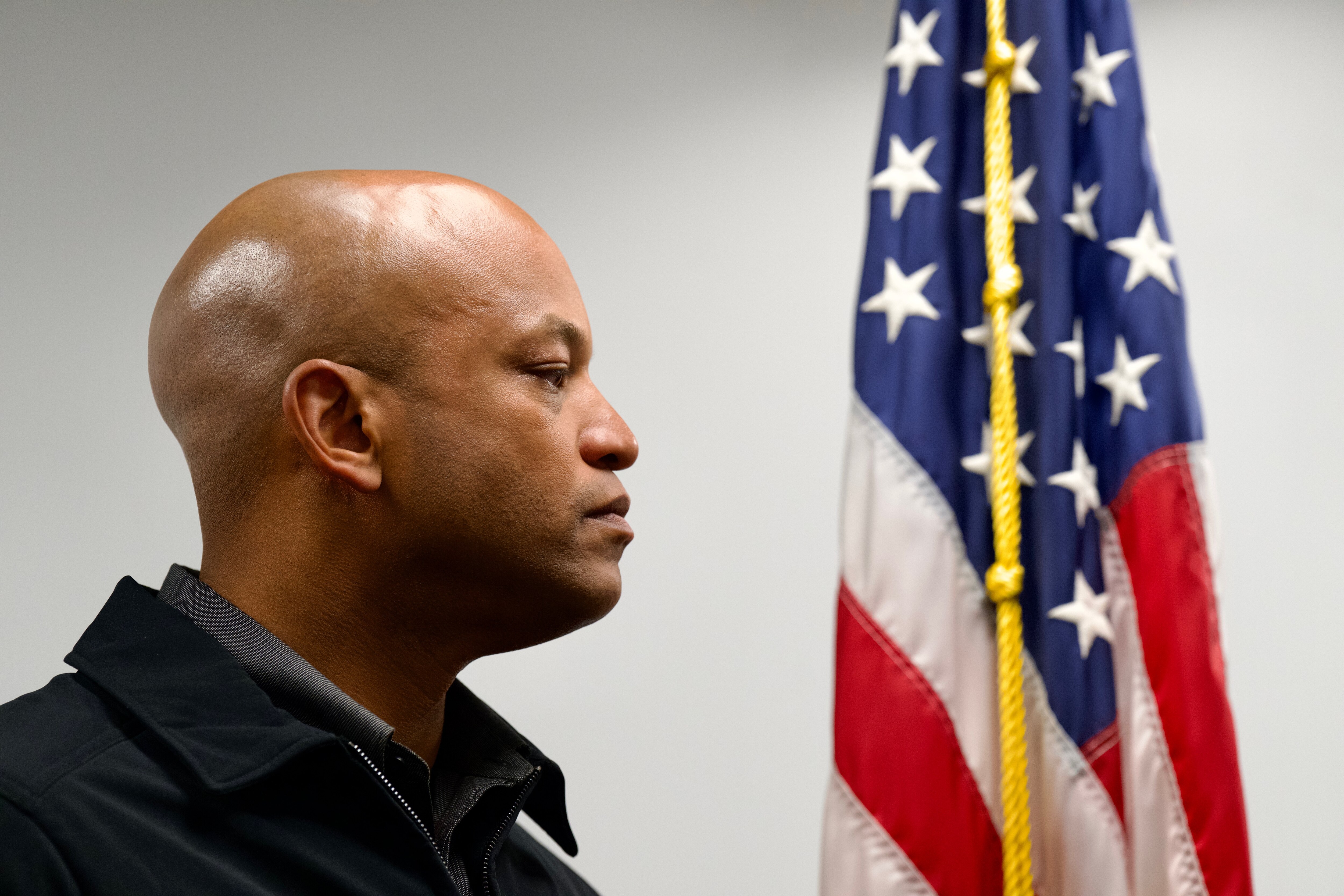 Gov. Wes Moore provides updates on recovery efforts of the Key Bridge collapse during a press conference in Dundalk last week.