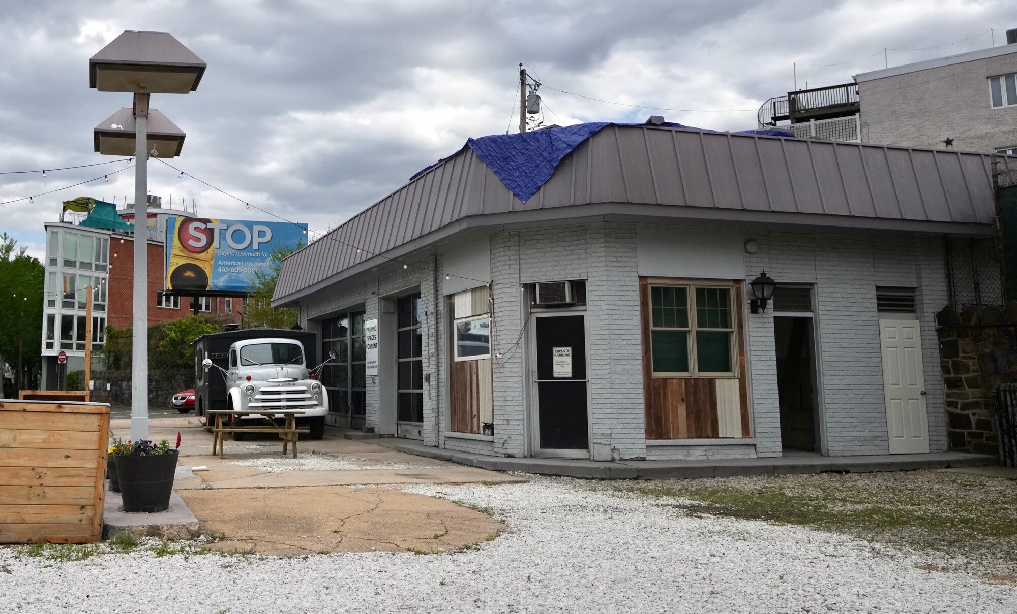 Views of 1302 Key Highway, which was formerly a gas station.