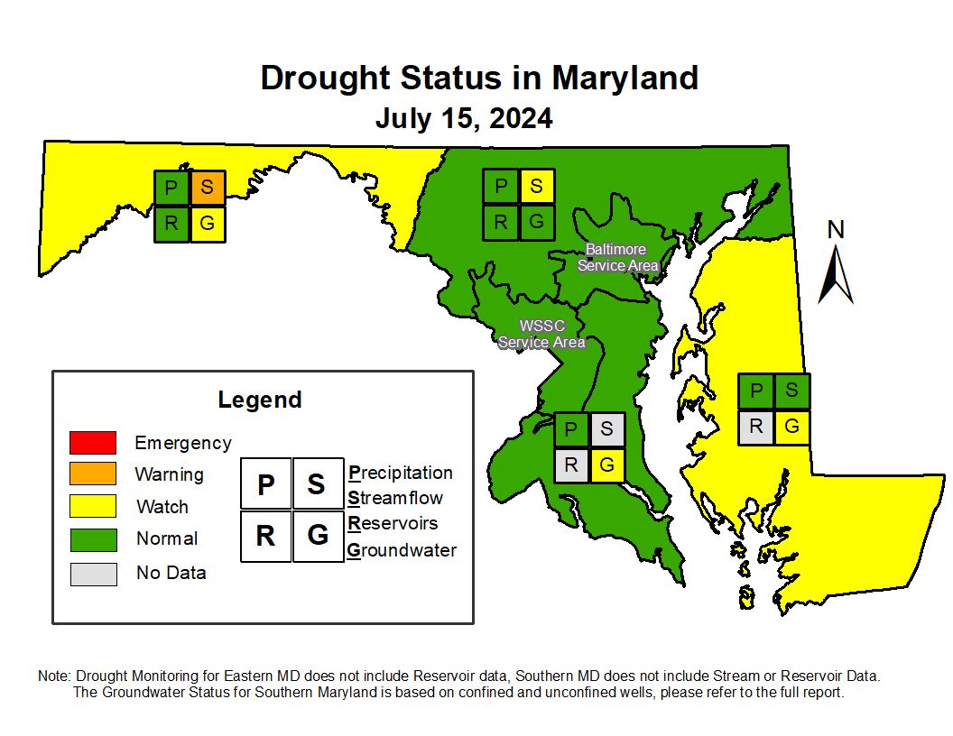 Drought watch expands to include western parts of Maryland.