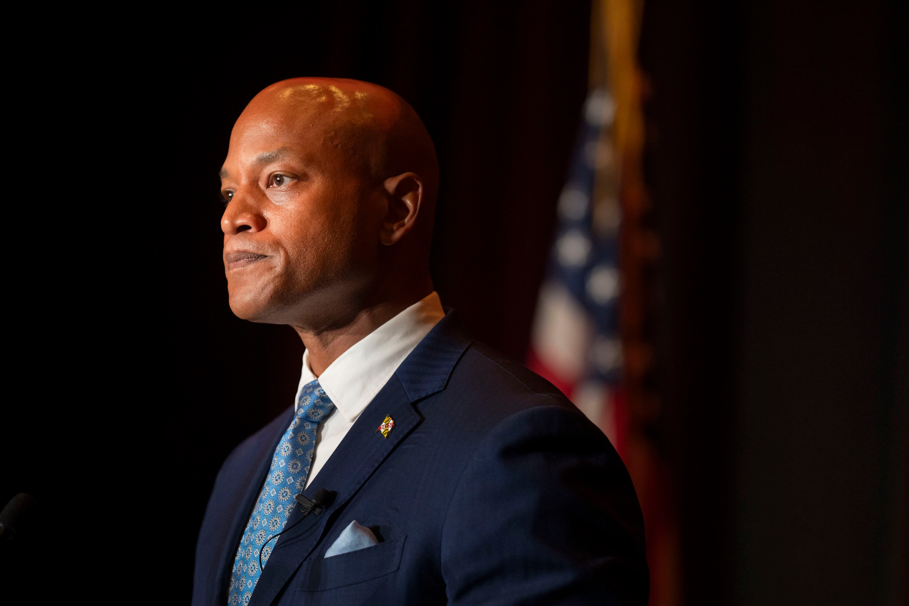 Gov. Wes Moore speaks at the Maryland Innovation Summit, hosted at the Baltimore Marriott Waterfront, on Oct. 1. 