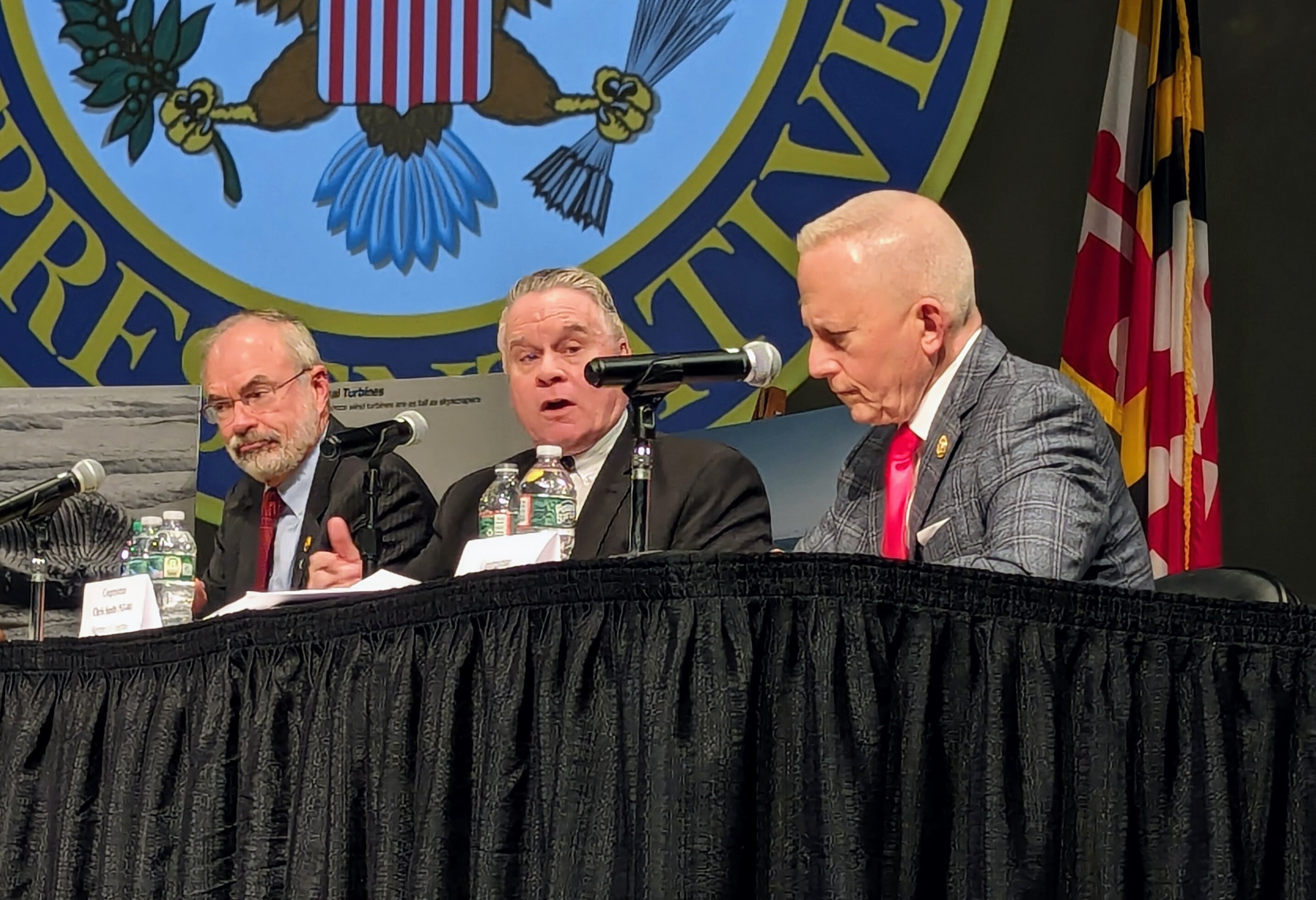 U.S. Rep. Andy Harris, left, joined New Jersey congressmen Chris Smith, center, and Jefferson Van Dew in Ocean City on Saturday for a hearing into the dangers of wind power.