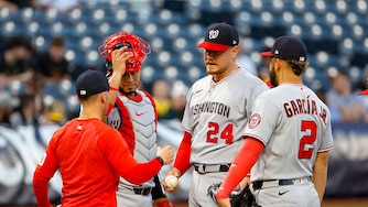 Washington Nationals starter Cade Cavalli is relieved in the second inning after giving up four runs on three hits.